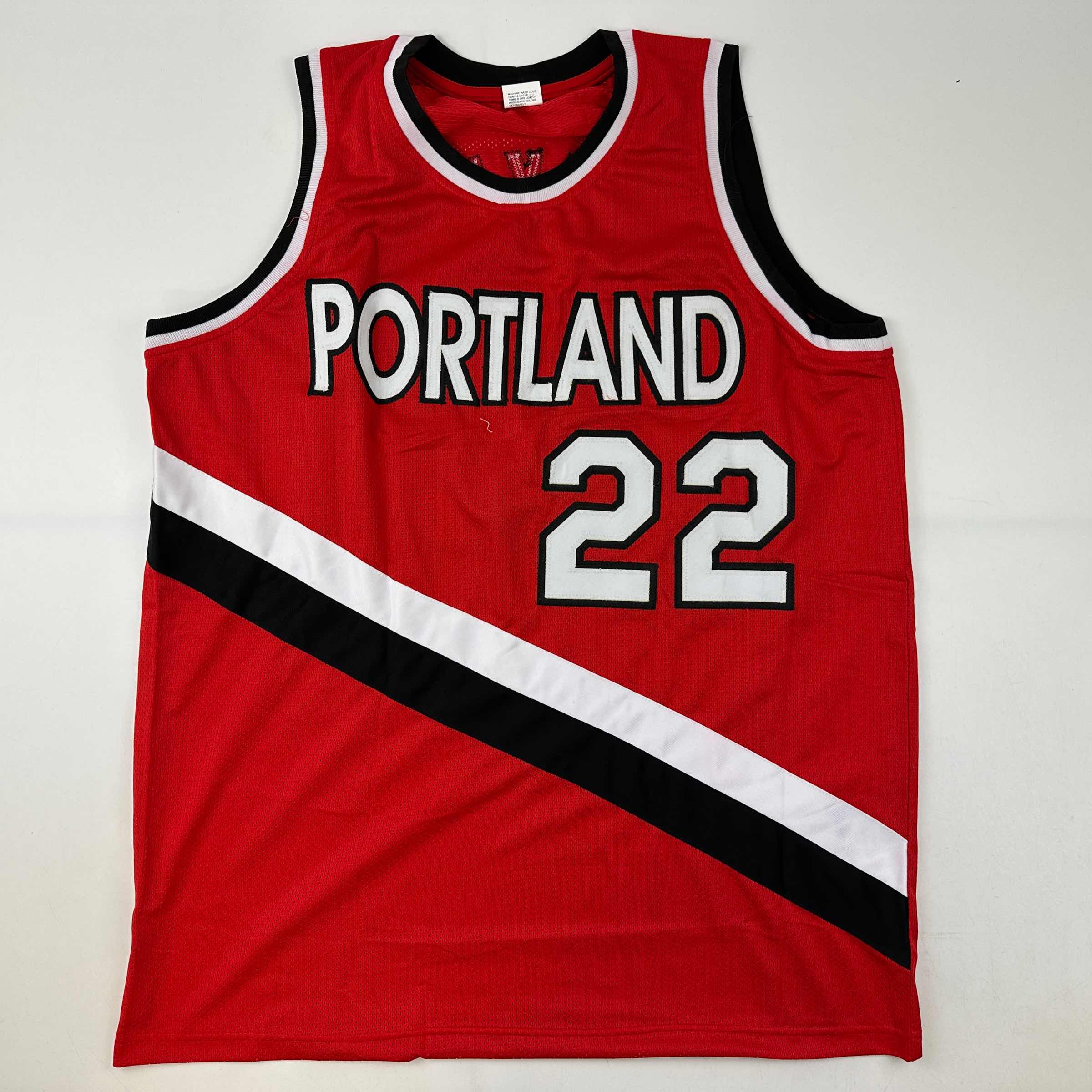 Facsimile Autographed Clyde Drexler Portland Red Reprint Laser Auto Basketball Jersey Size Men's XL