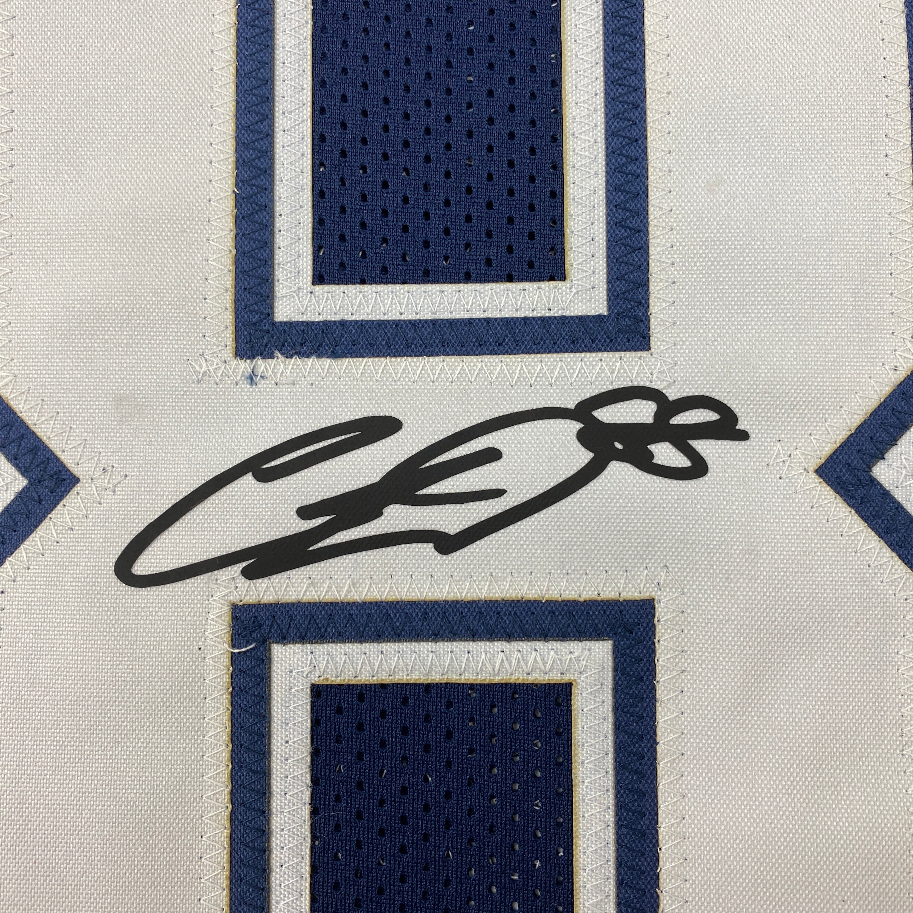 Facsimile Autographed CeeDee Lamb Dallas Blue Reprint Laser Auto Football Jersey Size Men's XL