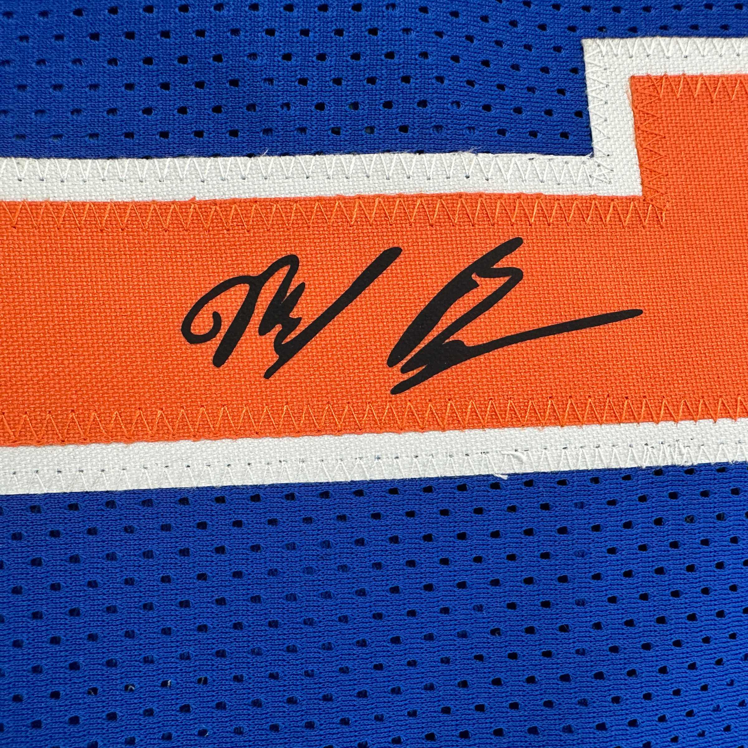 Facsimile Autographed Mikal Bridges New York Blue Reprint Laser Auto Basketball Jersey Size Men's XL