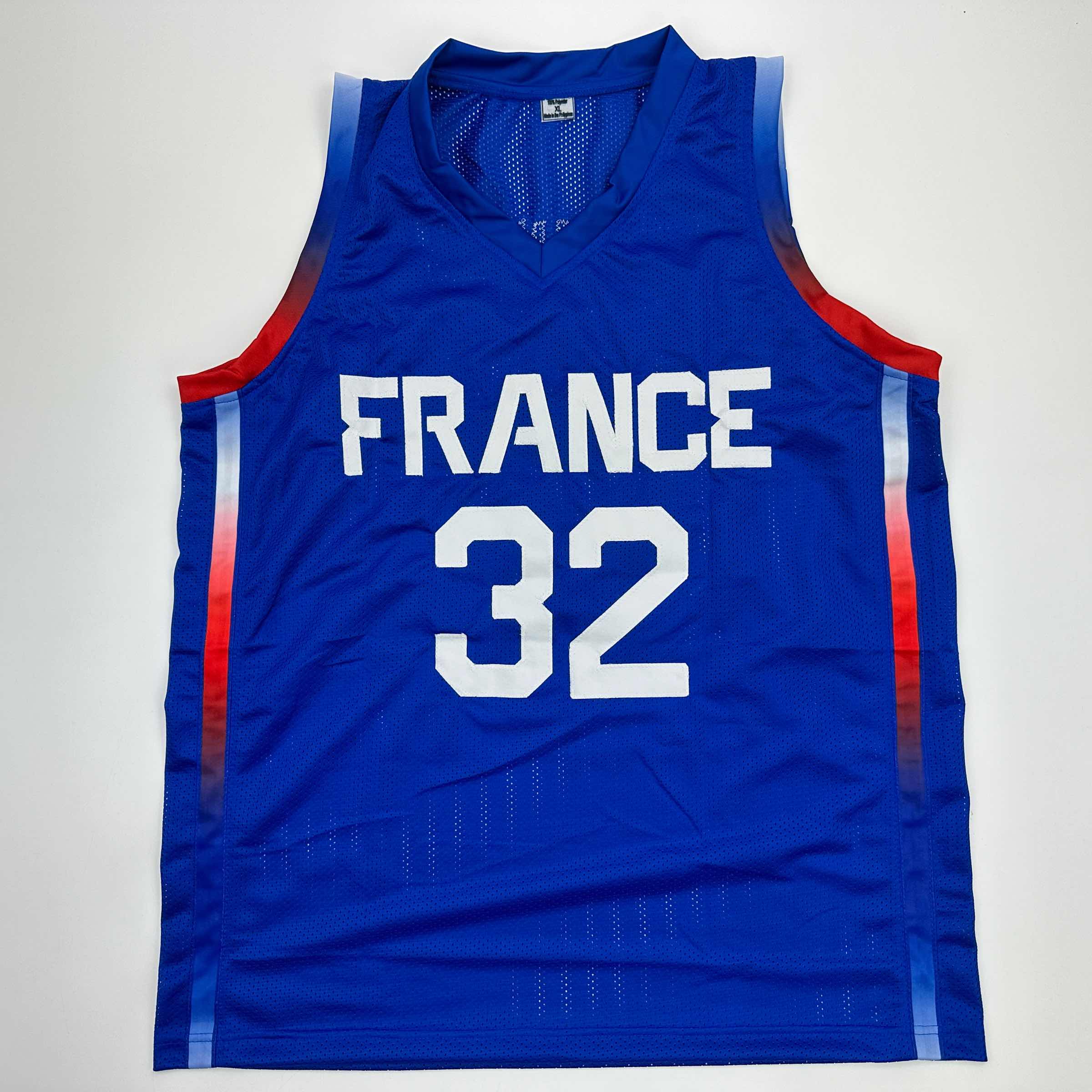 Facsimile Autographed Victor Wembanyama France Blue Reprint Laser Auto Basketball Jersey Size Men's XL