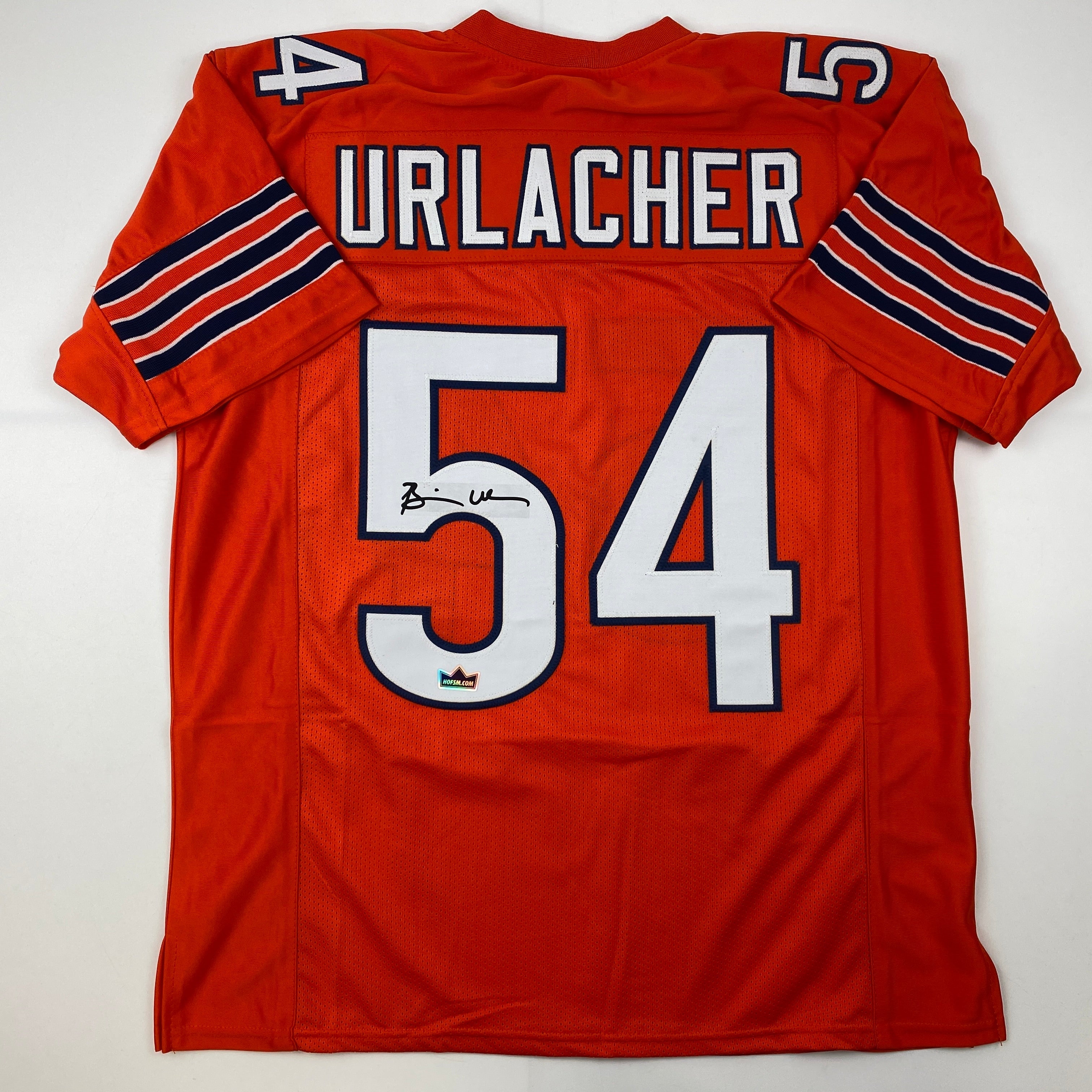 Facsimile Autographed Brian Urlacher Chicago Orange Reprint Laser Auto Football Jersey Size Men's XL