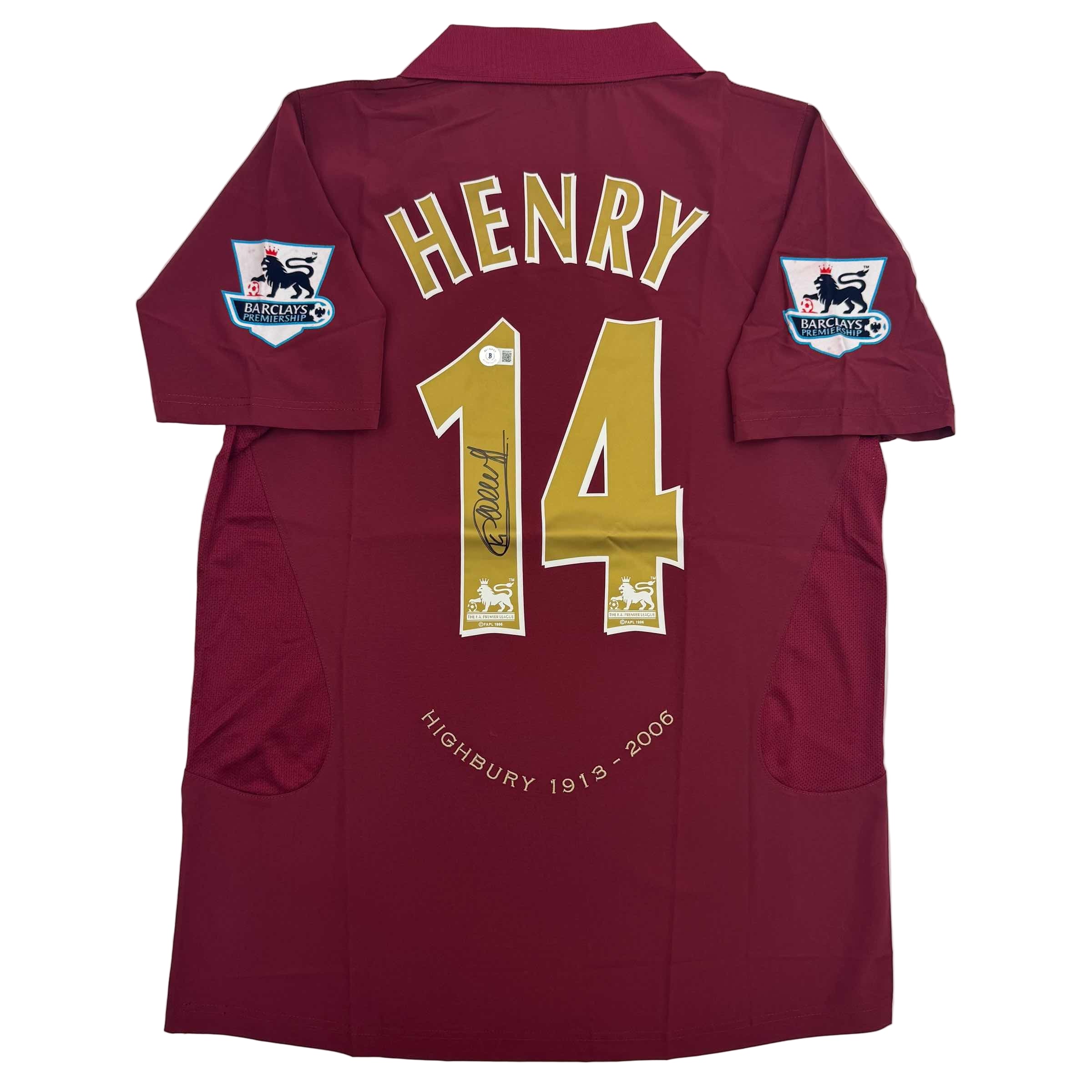 Autographed/Signed Thierry Henry Arsenal Red Soccer Jersey Beckett BAS COA