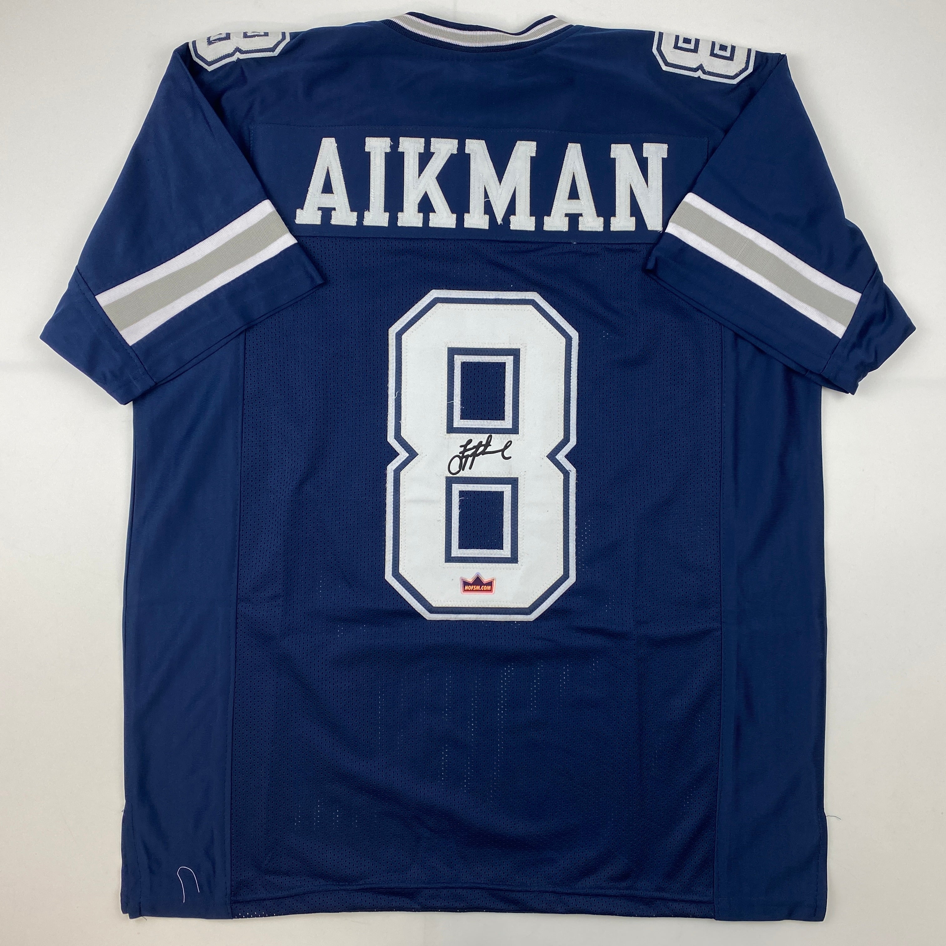 Facsimile Autographed Troy Aikman Dallas Blue Reprint Laser Auto Football Jersey Size Men's XL