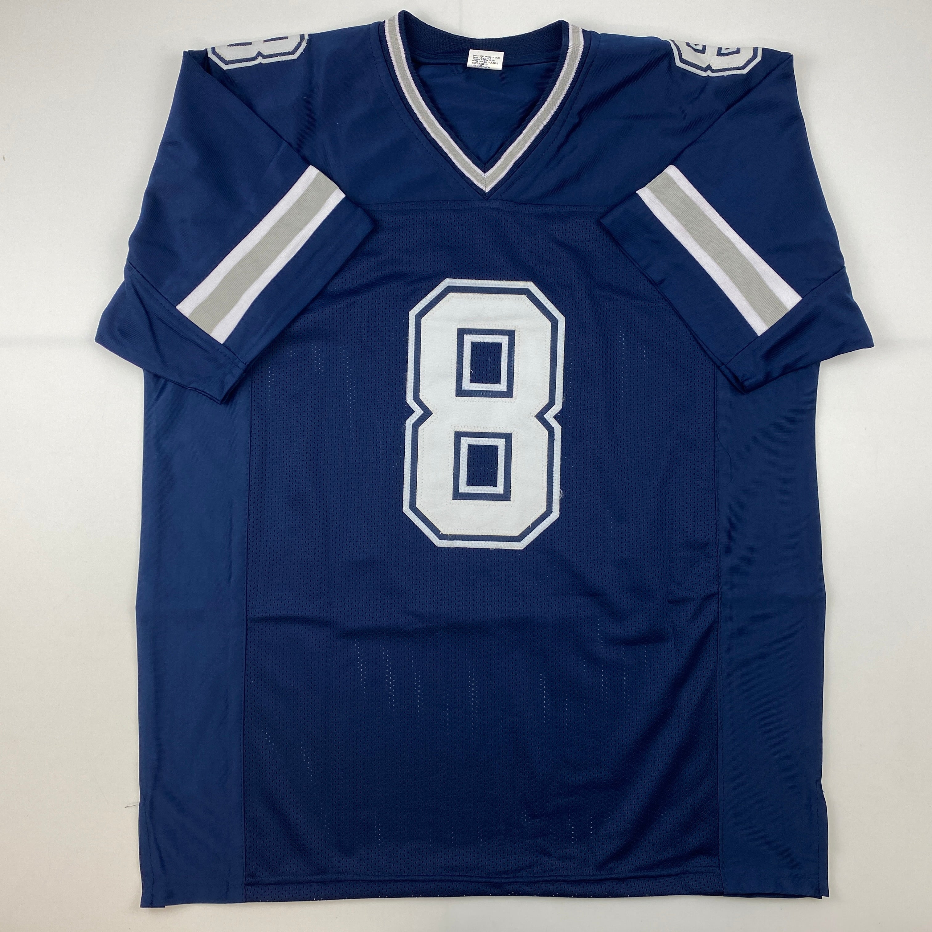 Facsimile Autographed Troy Aikman Dallas Blue Reprint Laser Auto Football Jersey Size Men's XL