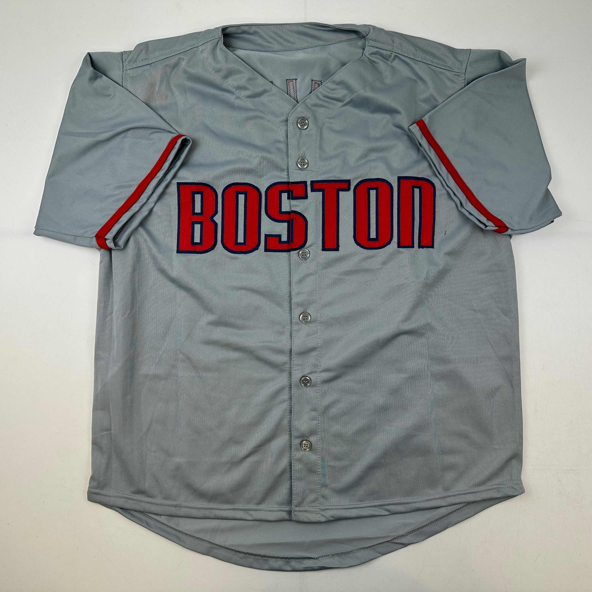 Facsimile Autographed Manny Ramirez Boston Grey Reprint Laser Auto Baseball Jersey Size Men's XL