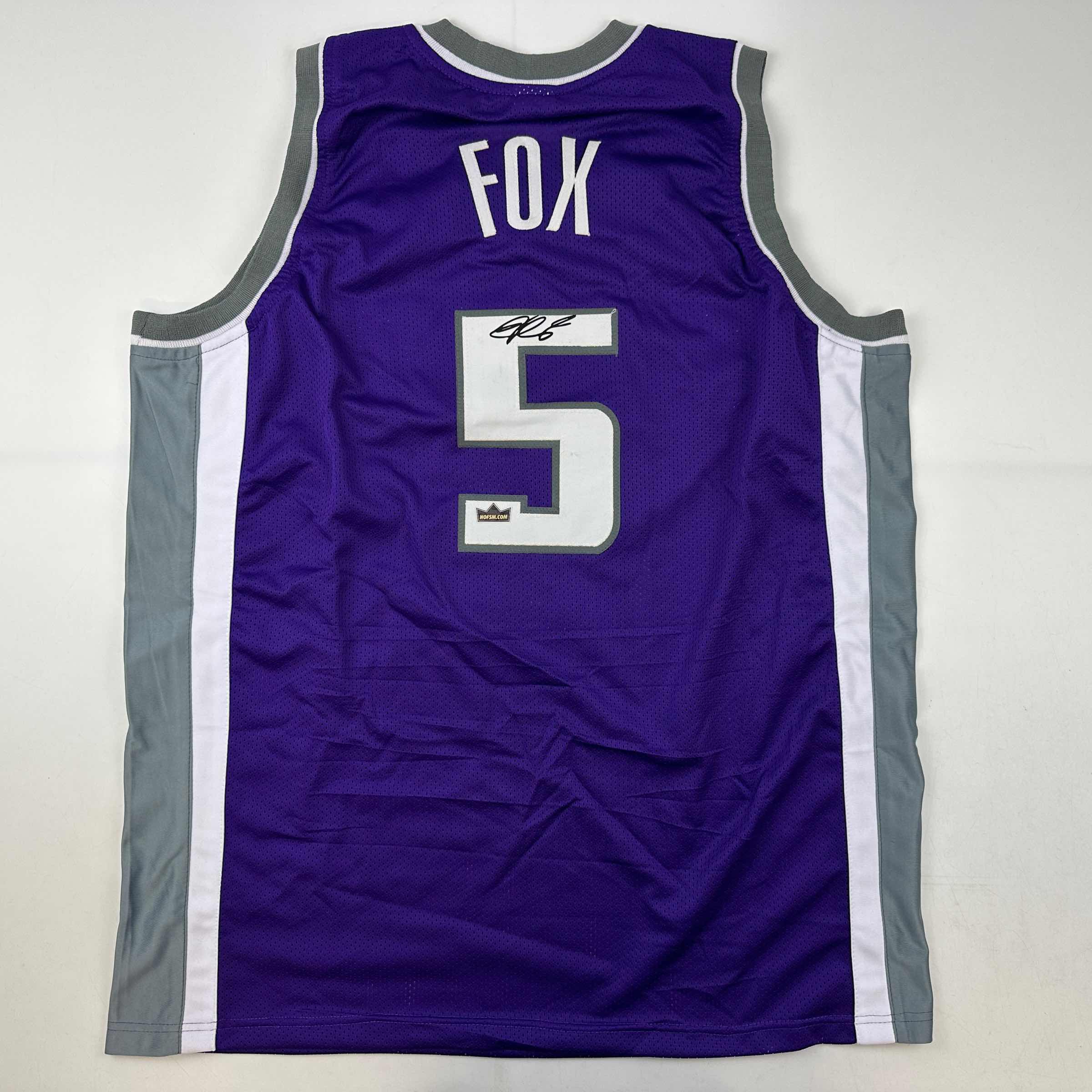 Facsimile Autographed De'Aaron Fox Sacramento Purple Reprint Laser Auto Basketball Jersey Size Men's XL