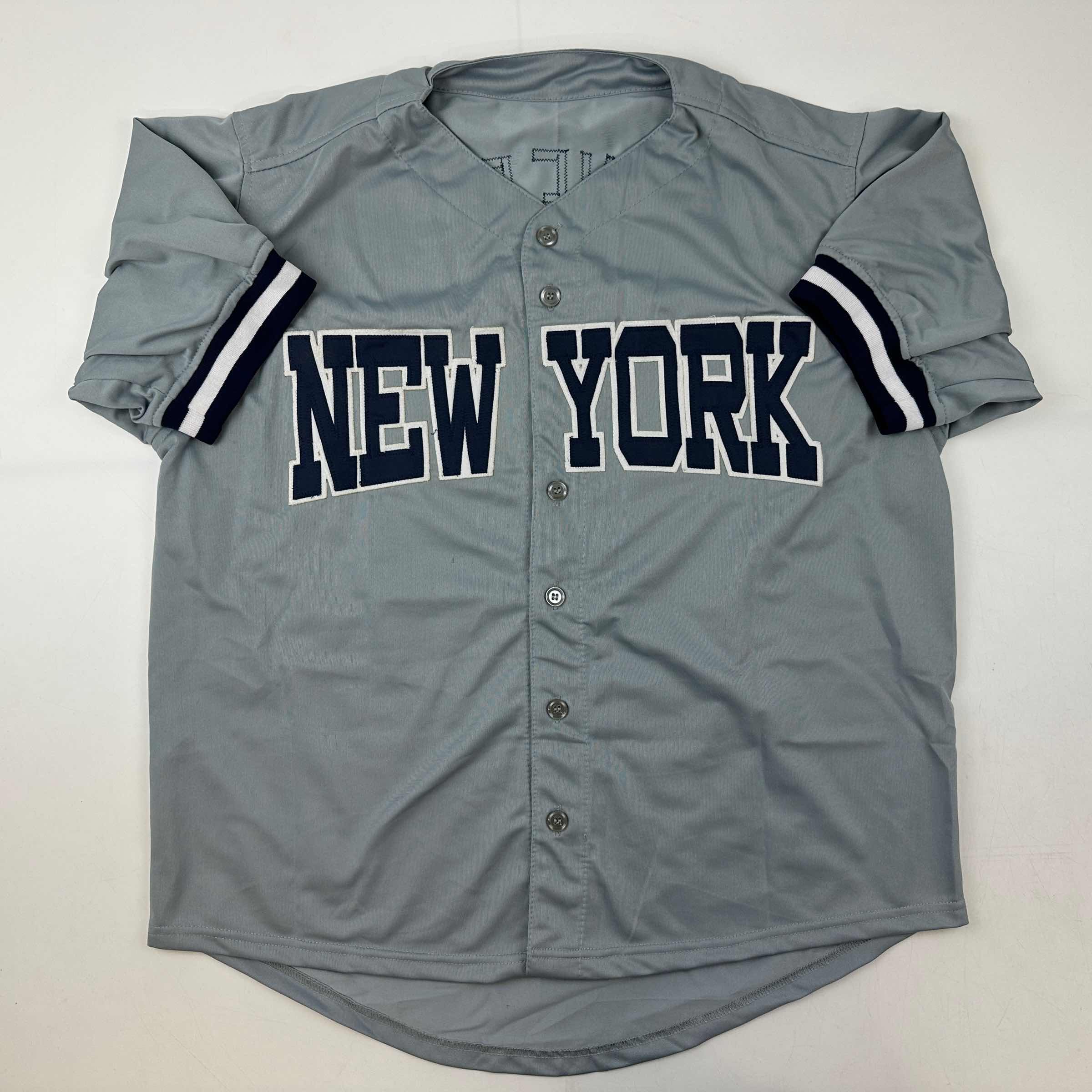 Facsimile Autographed Mariano Rivera New York Grey Reprint Laser Auto Baseball Jersey Size Men's XL