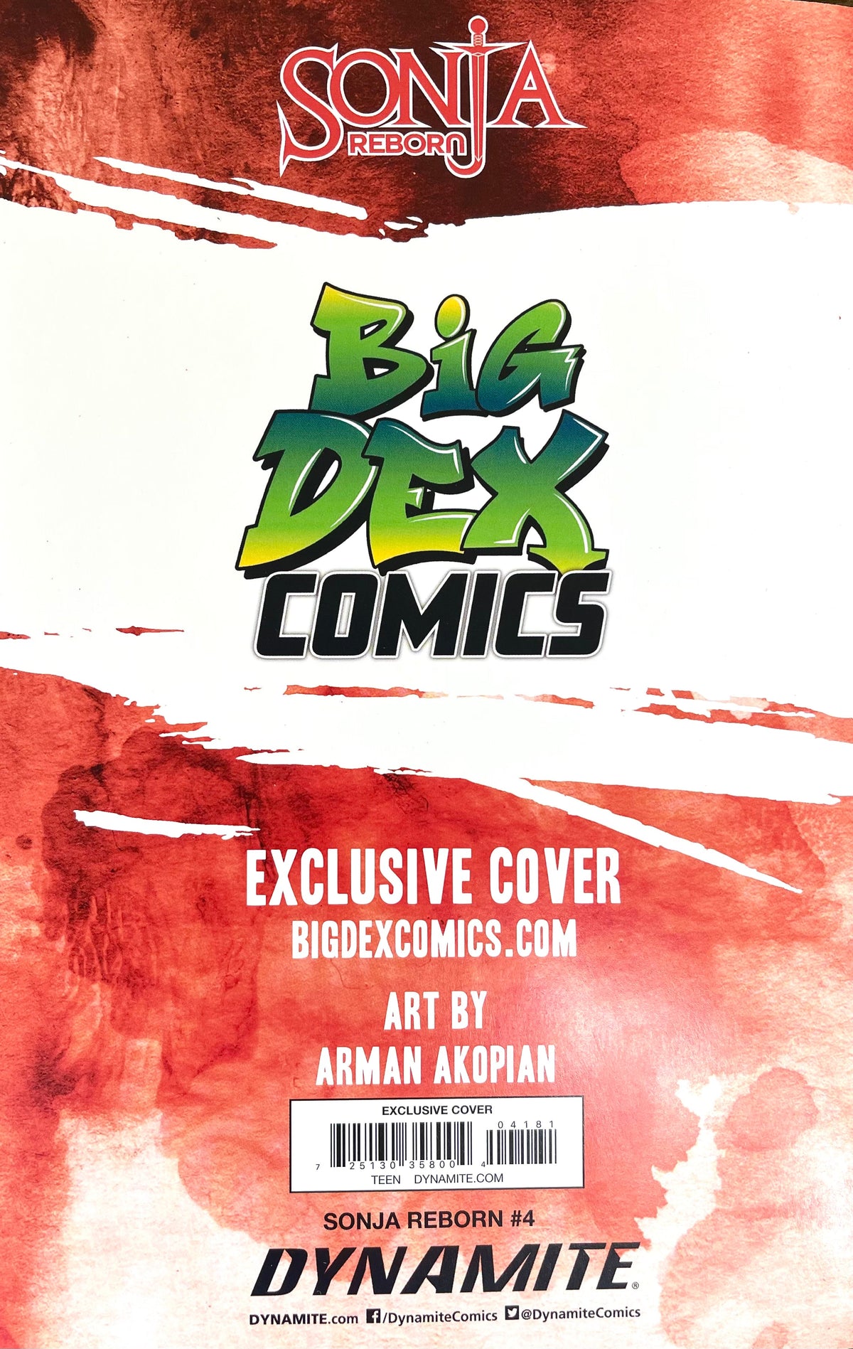 Sonja Reborn #4 ARMAN AKOPIAN  Big Dex Comics Virgin Variant