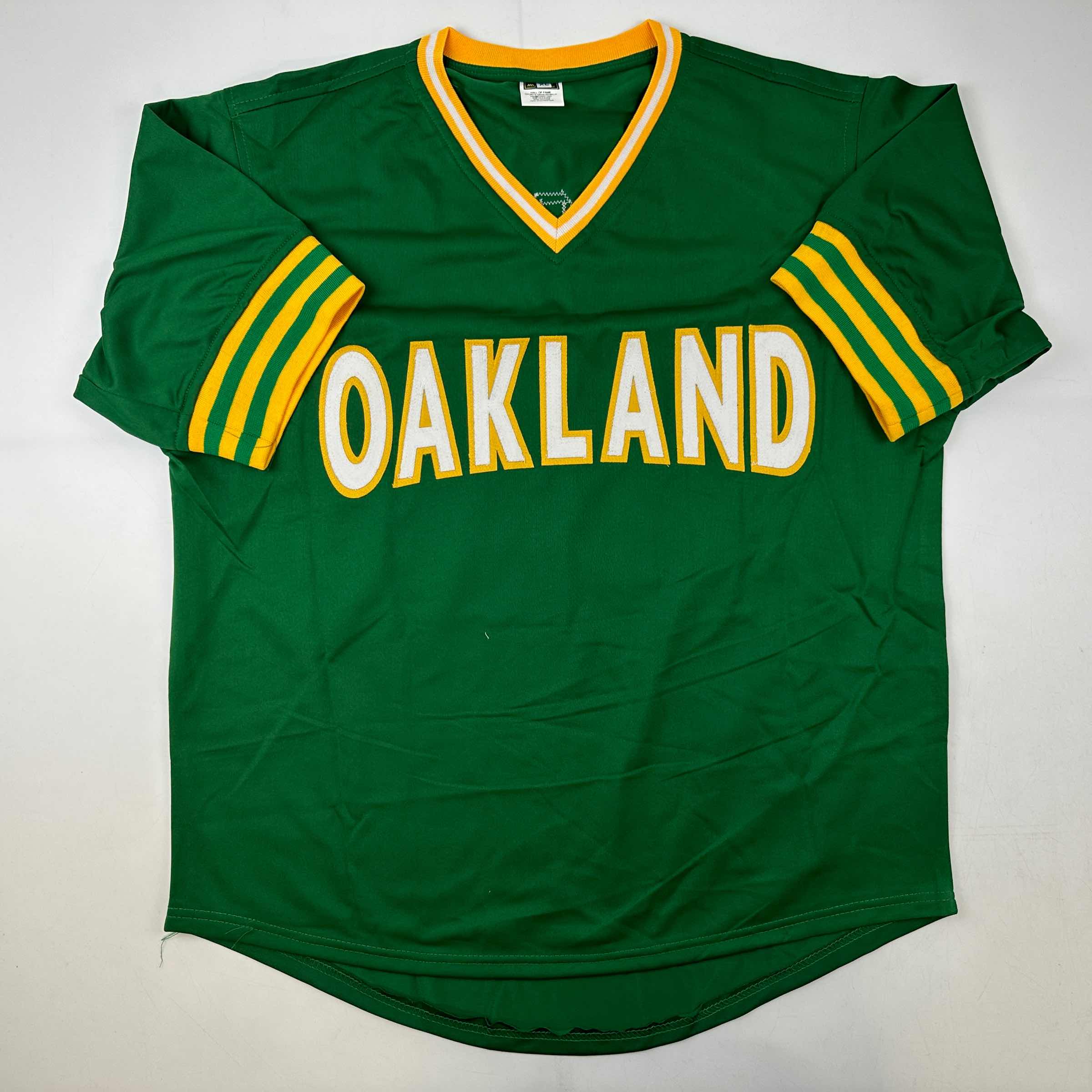 Facsimile Autographed Jose Canseco Oakland Green Reprint Laser Auto Baseball Jersey Size Men's XL