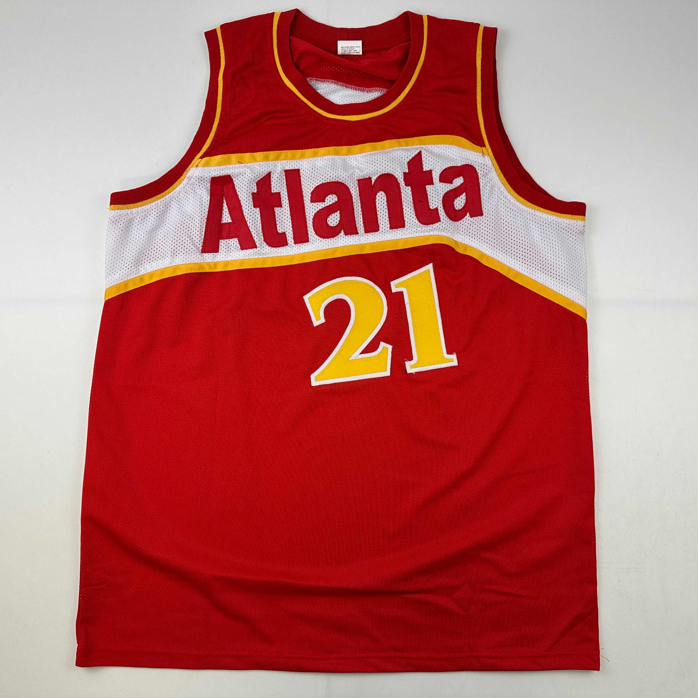 Facsimile Autographed Dominique Wilkins Atlanta Red Reprint Laser Auto Basketball Jersey Size Men's XL