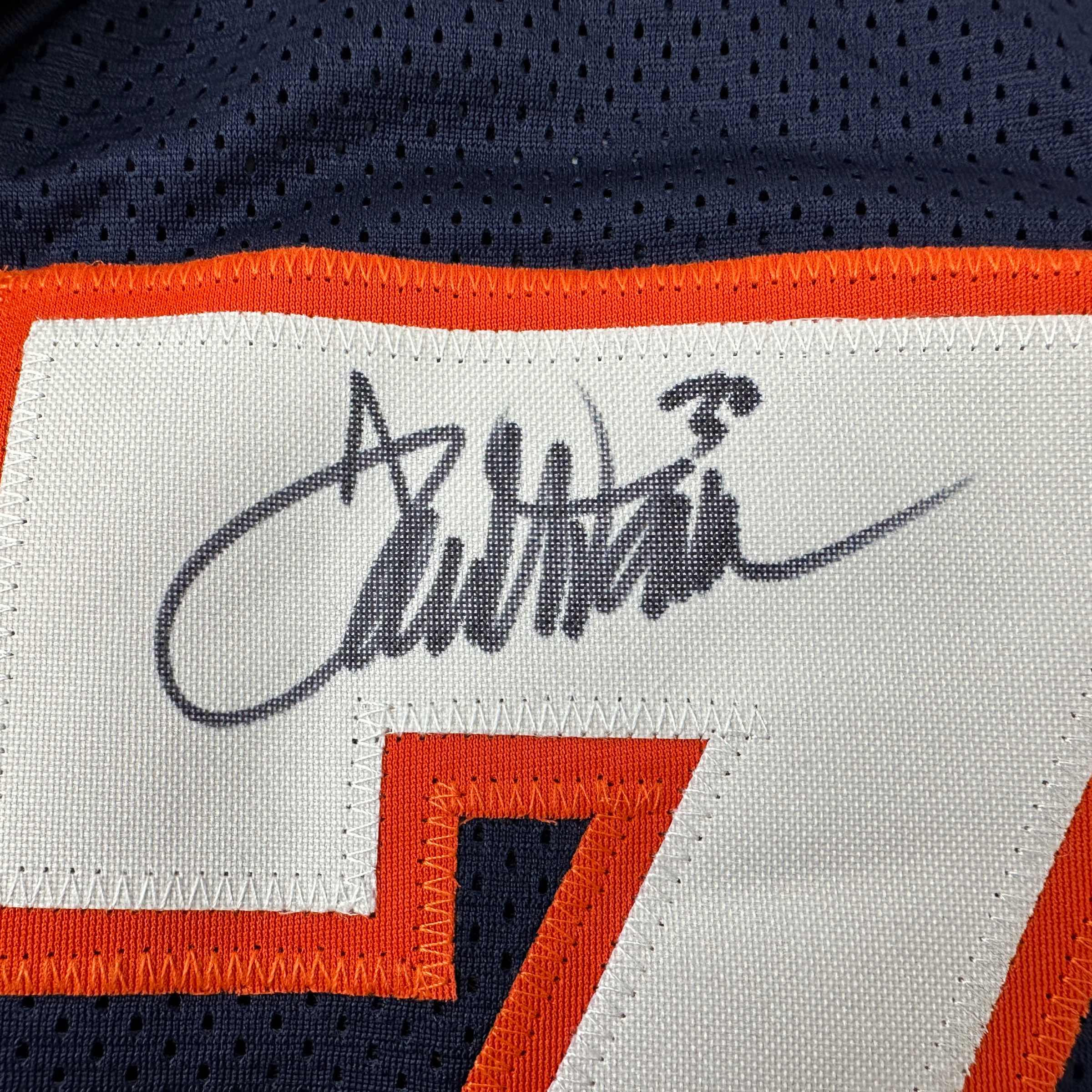 Autographed/Signed Terrell Davis Denver Blue Football Jersey Beckett BAS COA