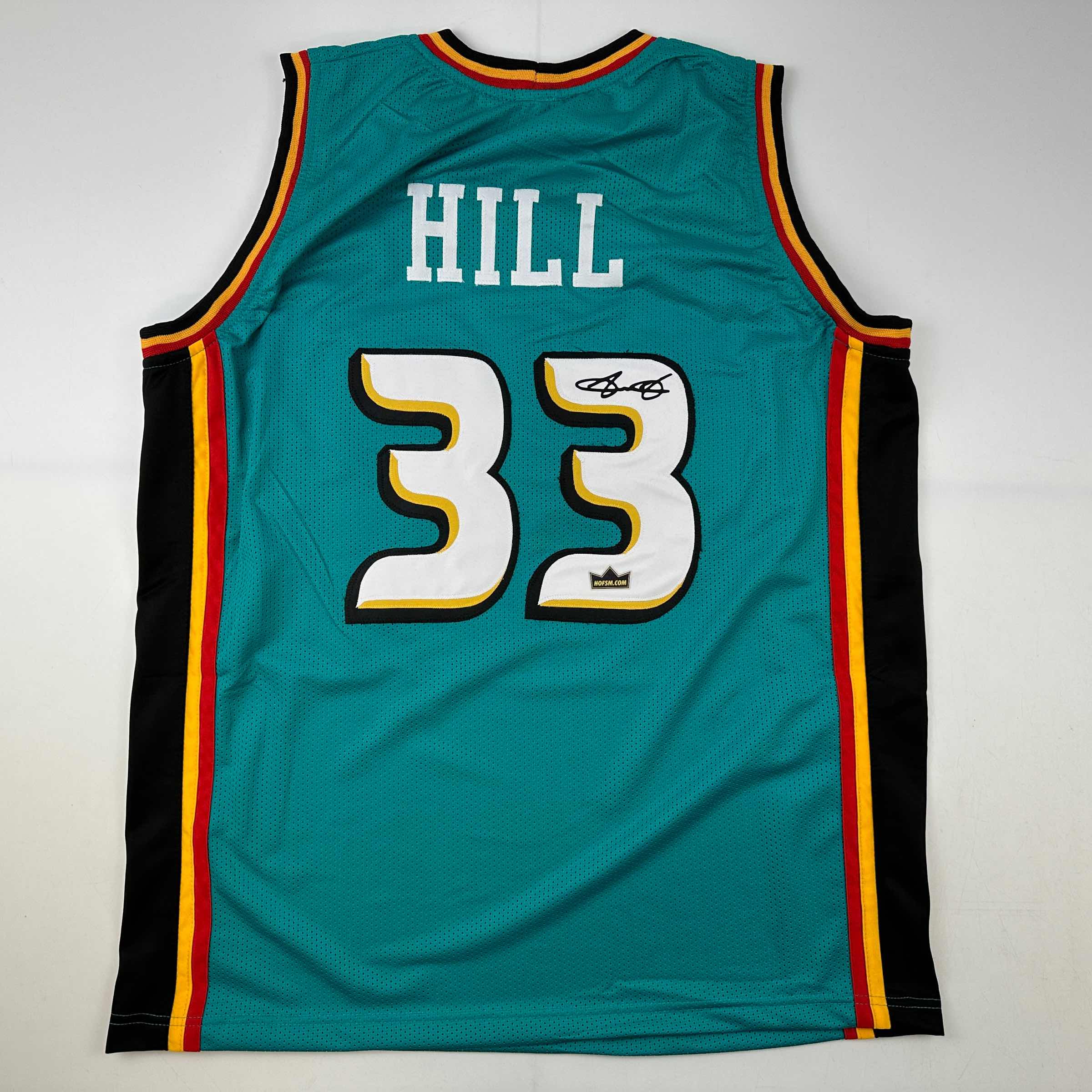 Facsimile Autographed Grant Hill Detroit Teal Reprint Laser Auto Basketball Jersey Size Men's XL