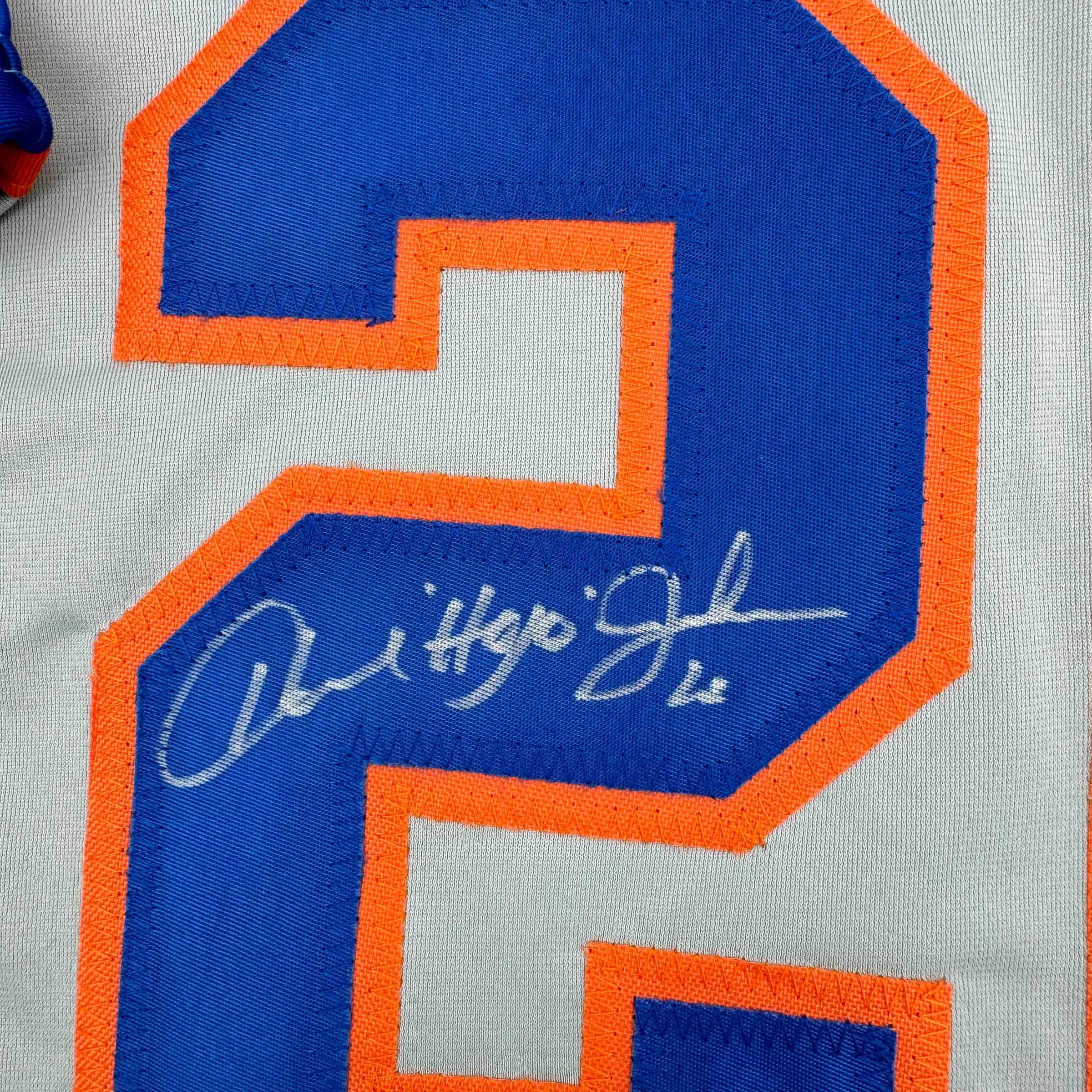 Framed Autographed/Signed Howard Johnson HOJO 35x39 New York Grey Baseball Jersey JSA COA