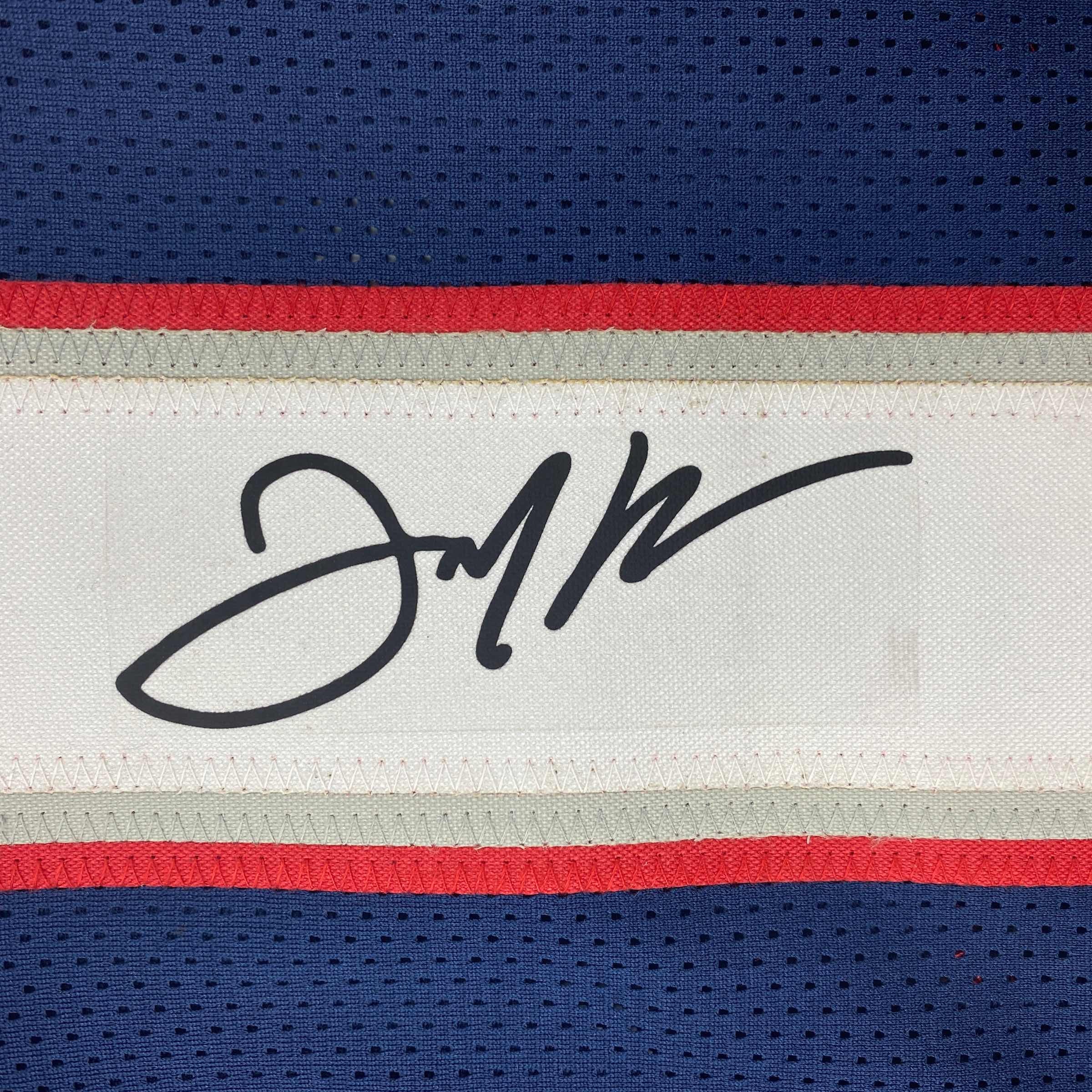 Facsimile Autographed Julian Edelman New England Blue Reprint Laser Auto Football Jersey Size Men's XL