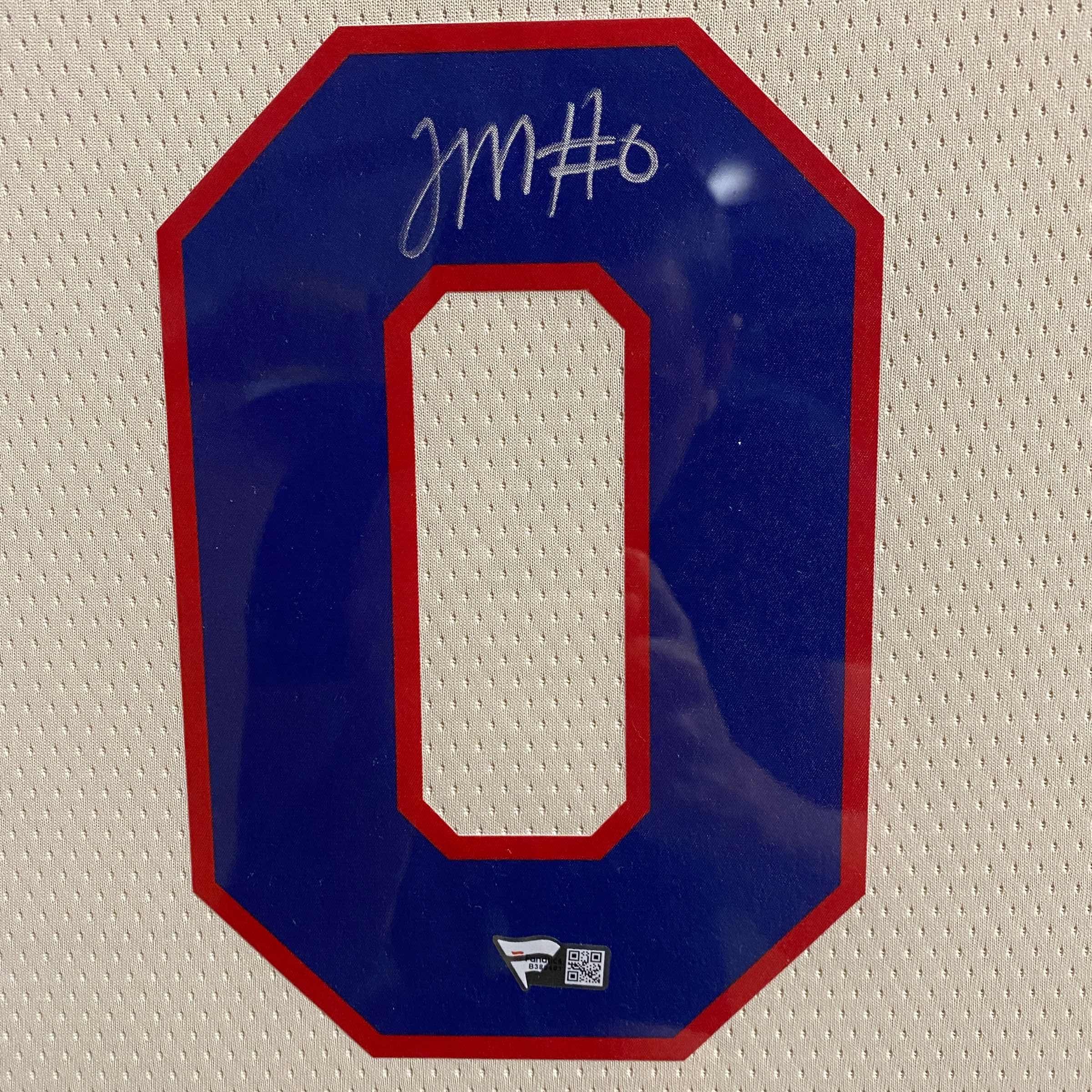 Framed Autographed/Signed Tyrese Maxey 35x39 Philadelphia 76ers Sixers Cream City Edition Basketball Jersey Fanatics COA