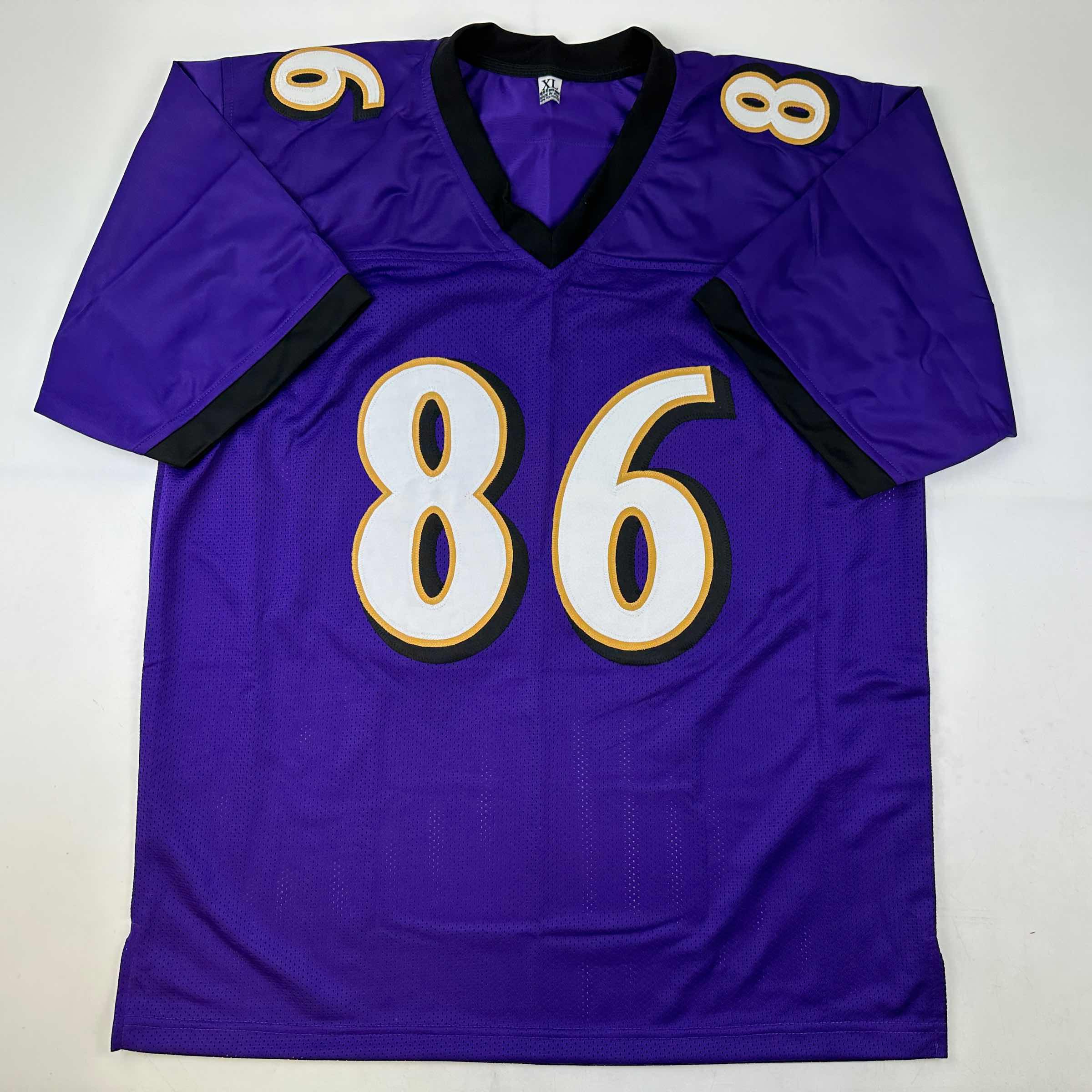 Autographed/Signed Todd Heap Baltimore Purple Football Jersey Beckett BAS COA