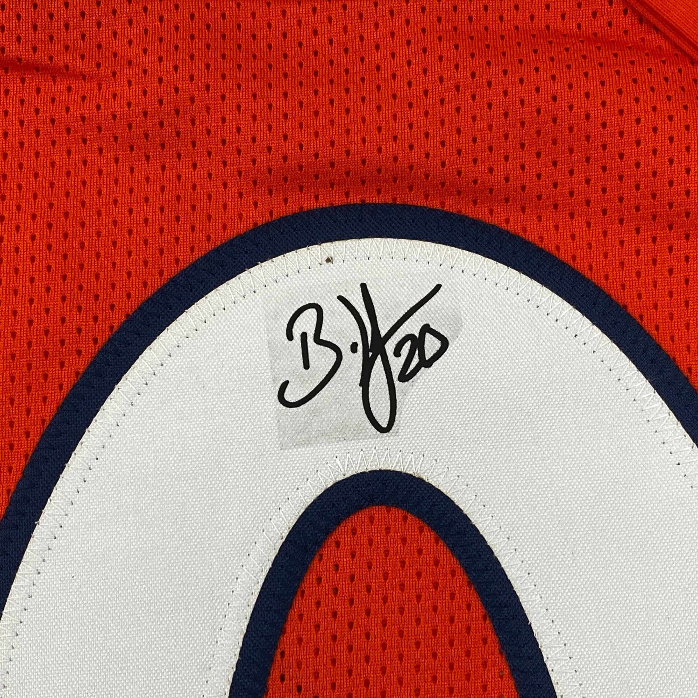 Facsimile Autographed Brian Dawkins Denver Orange Reprint Laser Auto Football Jersey Size Men's XL