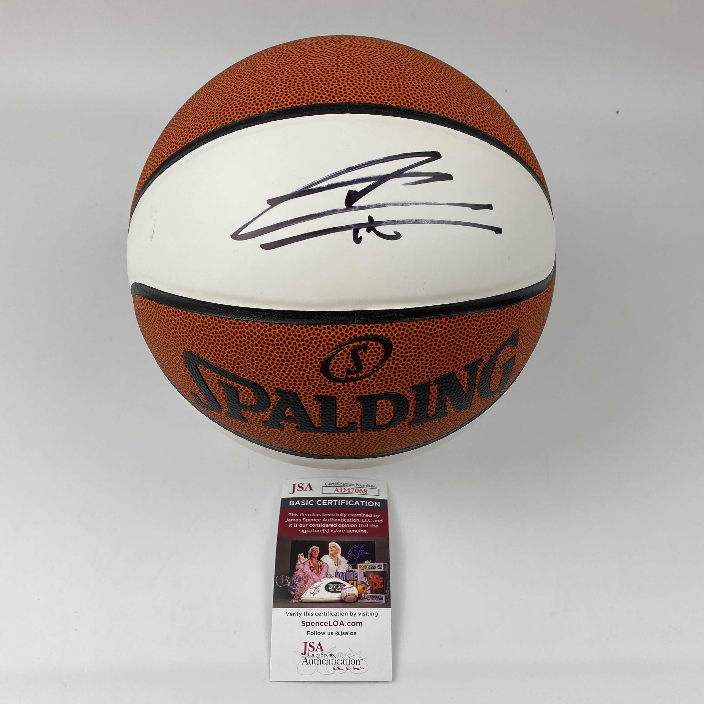 Autographed/Signed Tyler Herro Miami Heat Spalding Full Size F/S White Panel Basketball JSA COA
