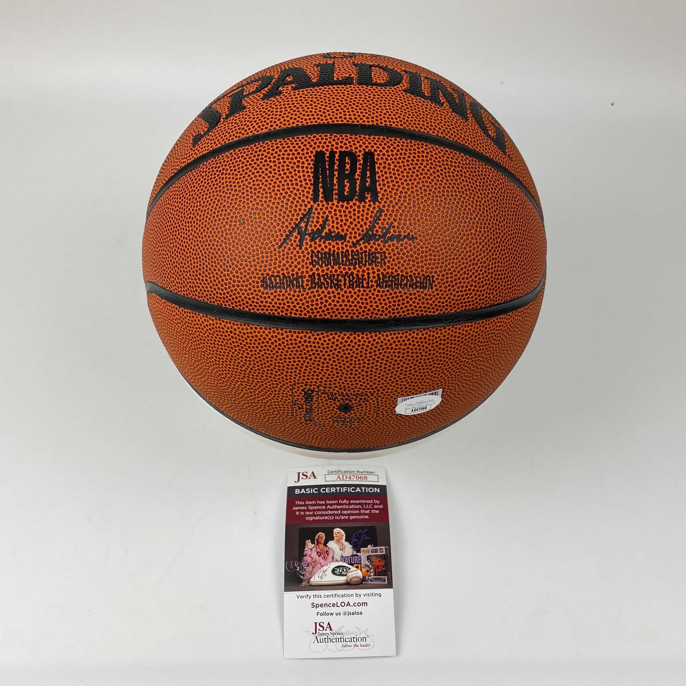 Autographed/Signed Tyler Herro Miami Heat Spalding Full Size F/S White Panel Basketball JSA COA