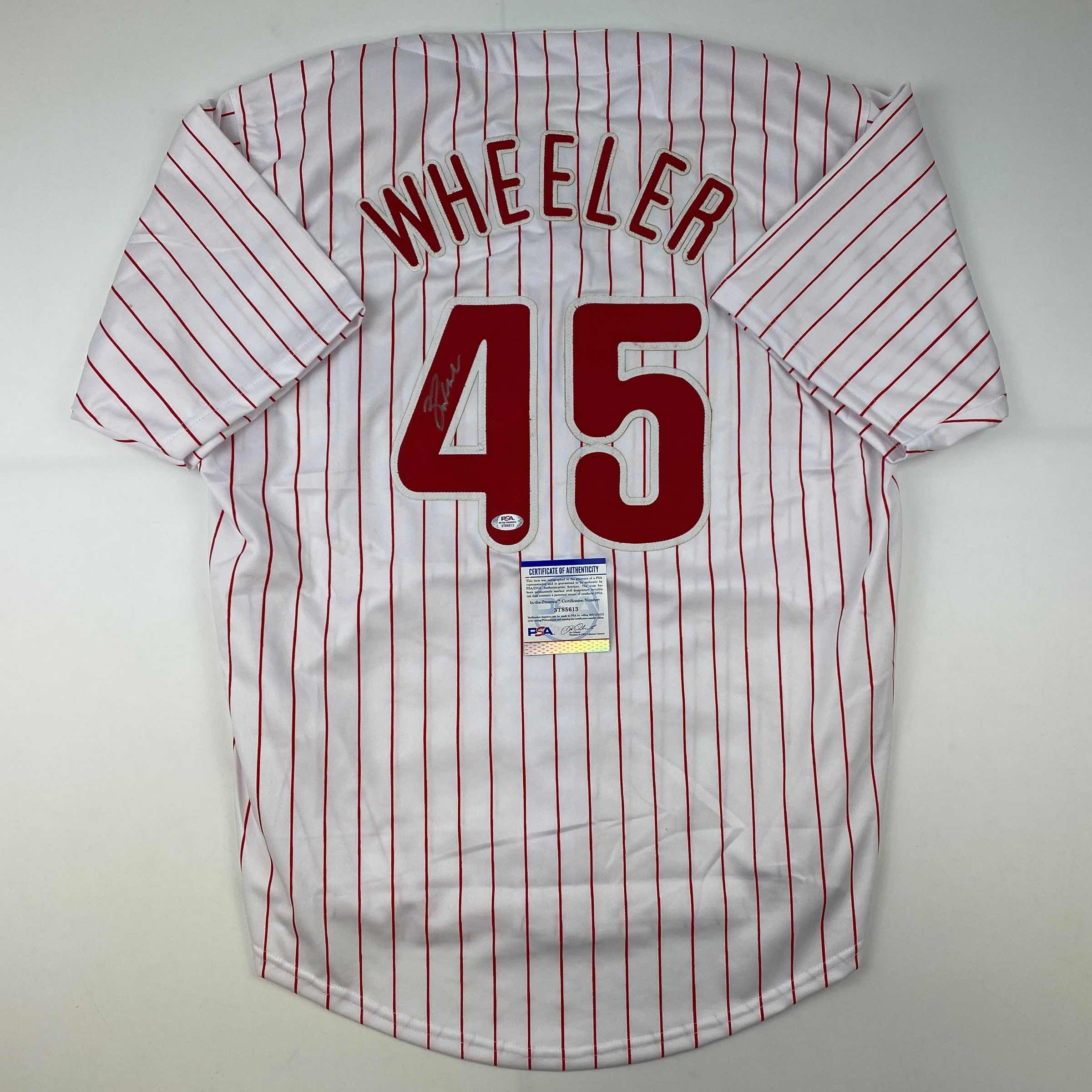 Autographed/Signed Zack Wheeler Philadelphia Pinstripe Baseball Jersey PSA/DNA COA
