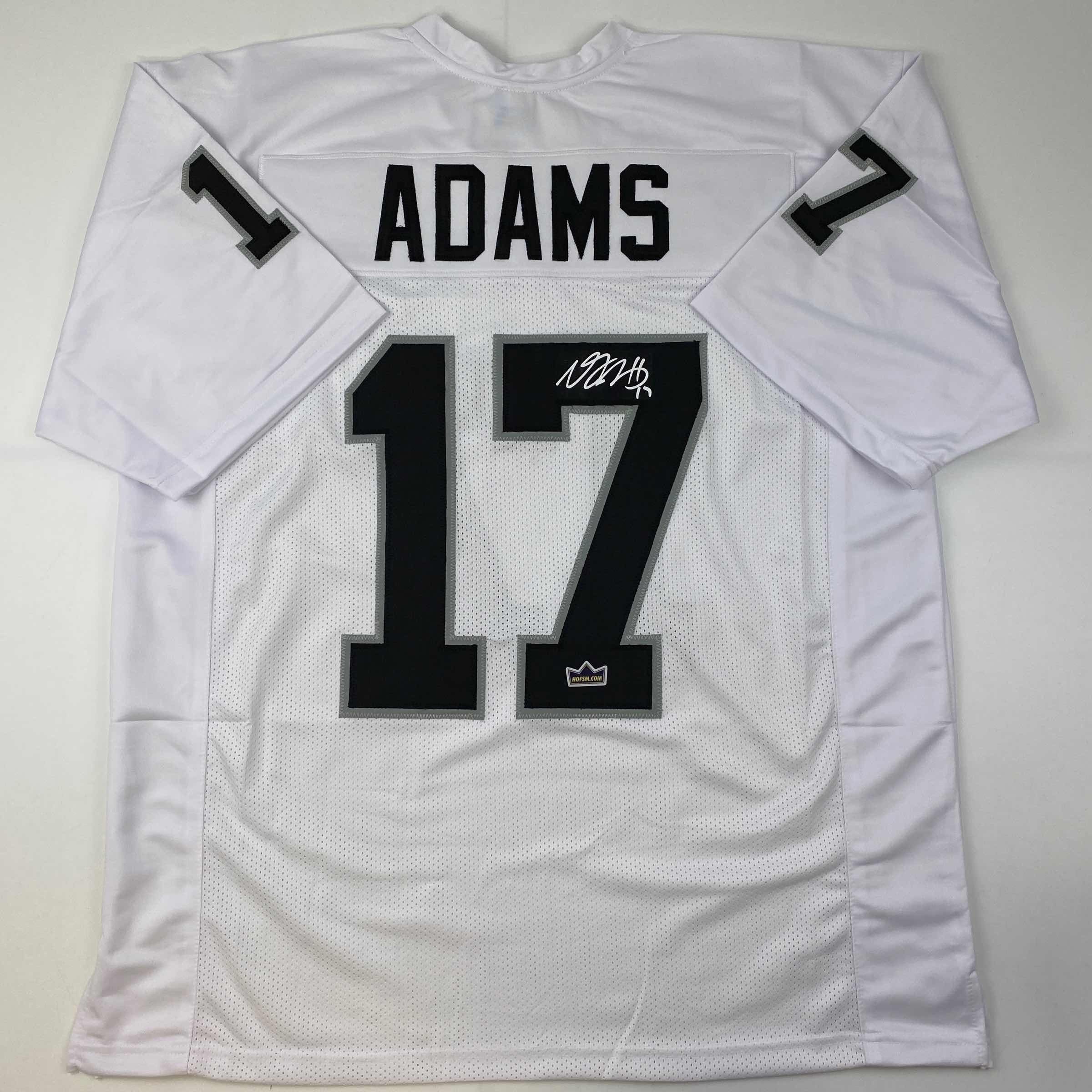 Facsimile Autographed Davante Adams Oakland Las Vegas White Reprint Laser Auto Football Jersey Size Men's XL