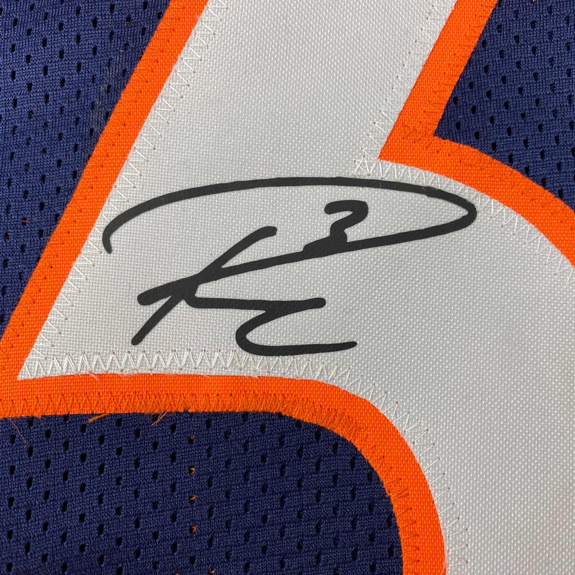 Facsimile Autographed Russell Wilson Denver Blue Reprint Laser Auto Football Jersey Size Men's XL