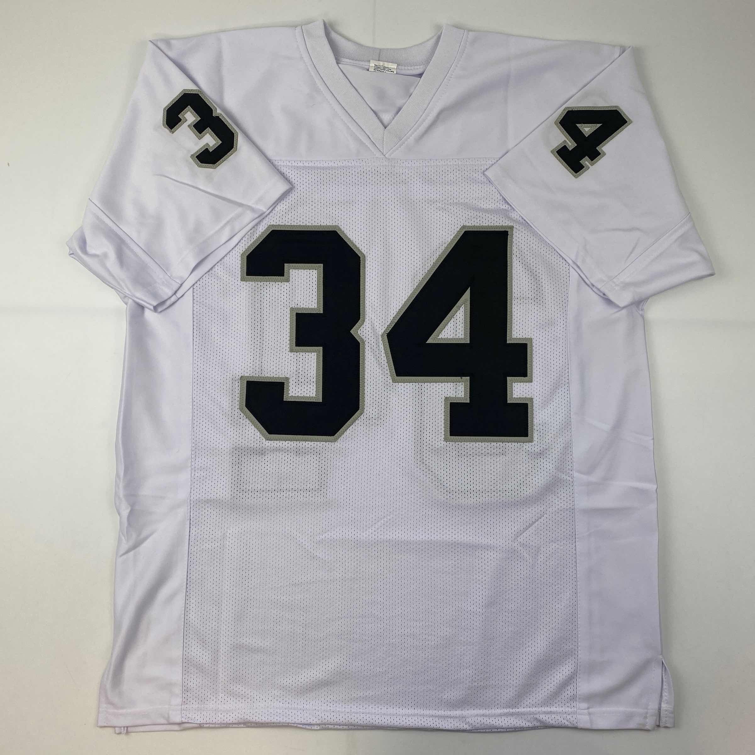 Facsimile Autographed Bo Jackson Oakland Las Vegas White Reprint Laser Auto Football Jersey Size Men's XL