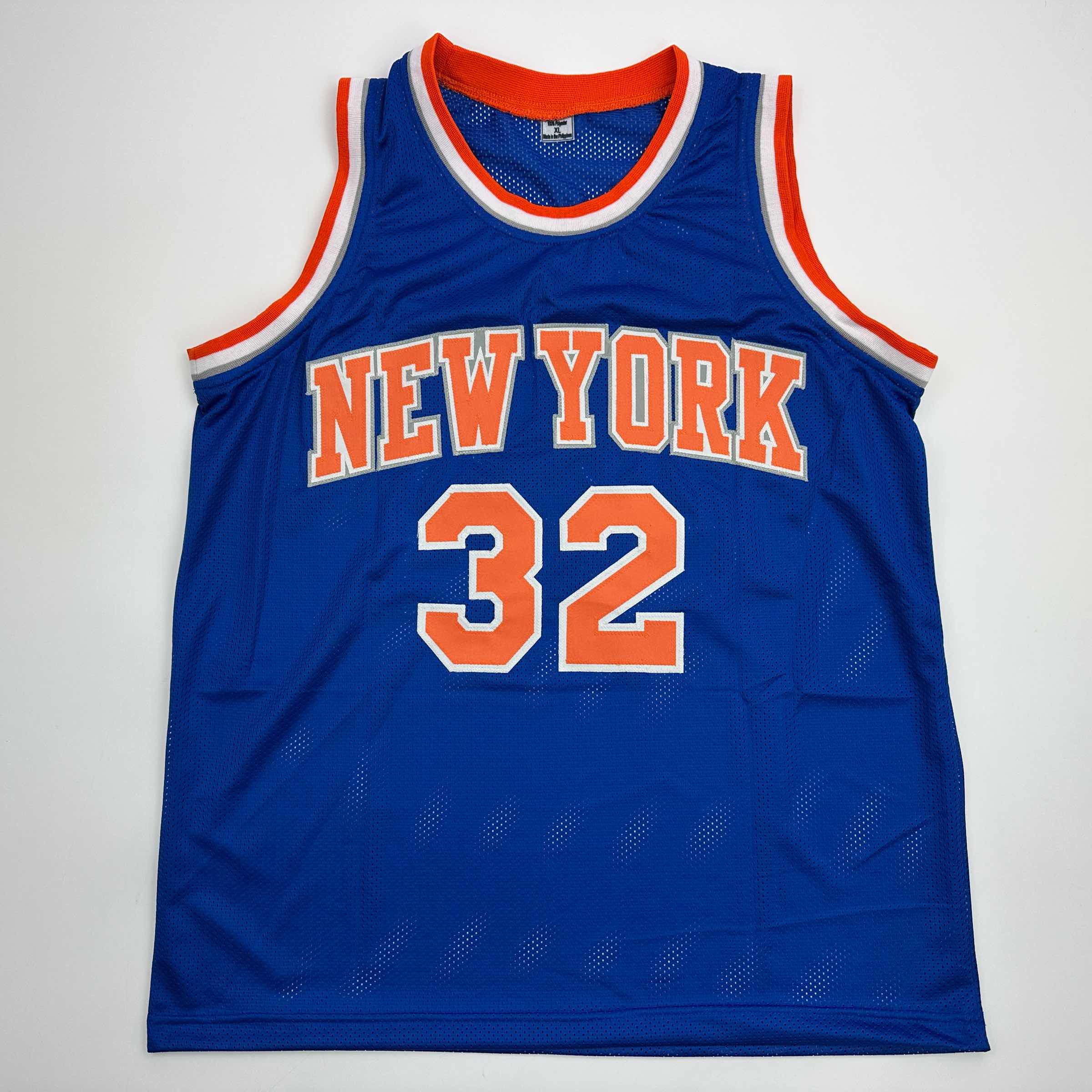 Facsimile Autographed Karl-Anthony Towns New York Blue Reprint Laser Auto Basketball Jersey Size Men's XL