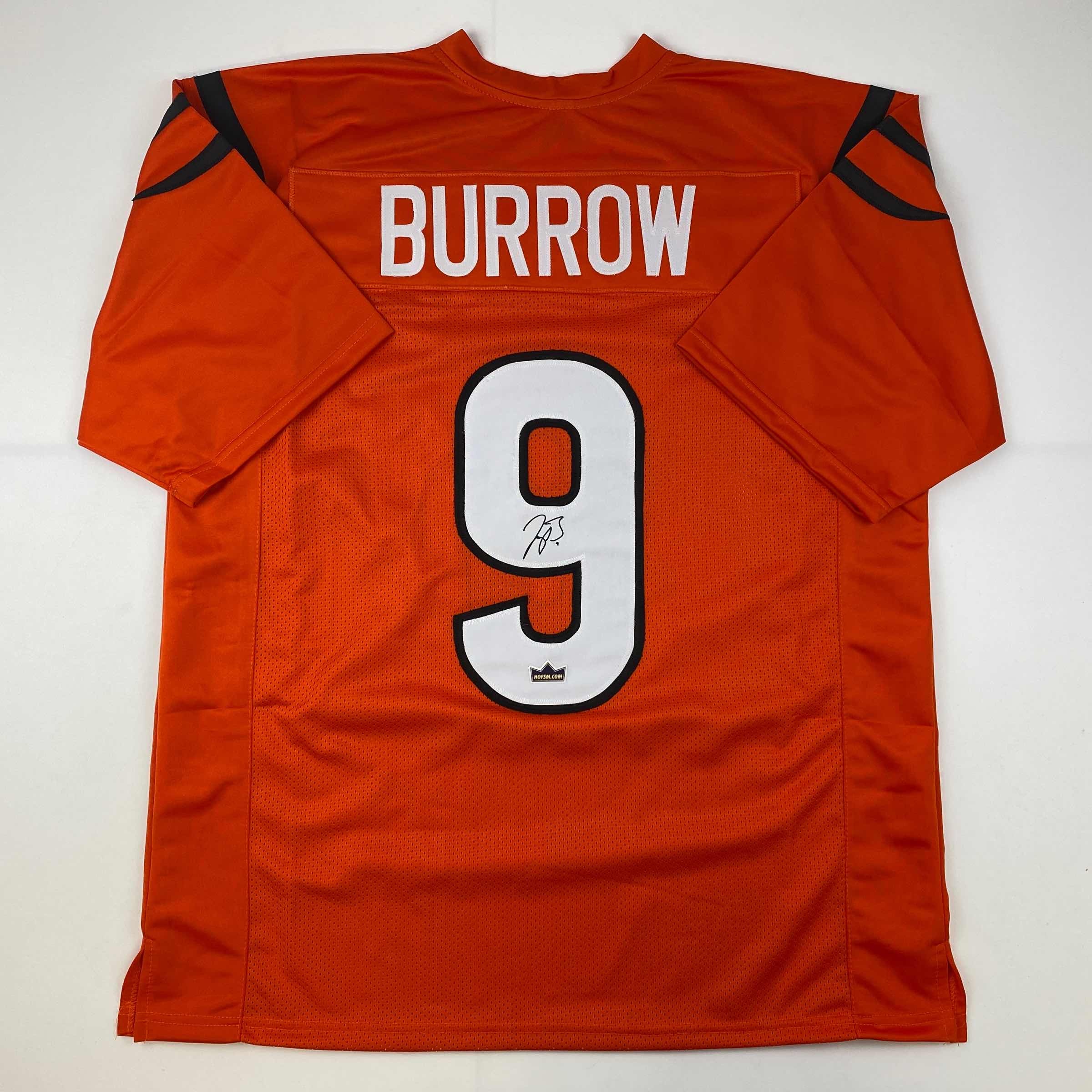Facsimile Autographed Joe Burrow Cincinnati Orange Reprint Laser Auto Football Jersey Size Men's XL