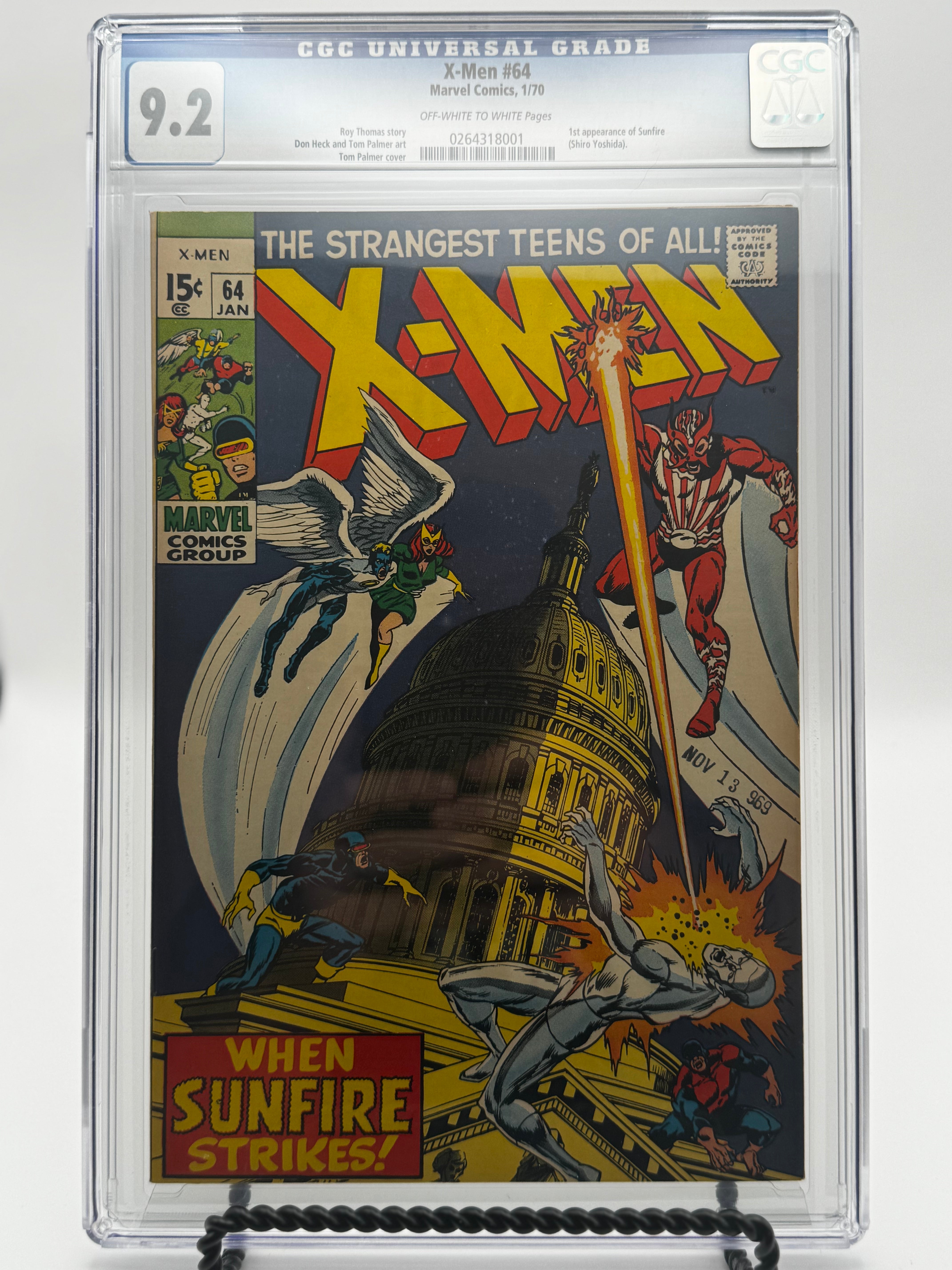 X-Men #64 CGC 9.2 - 1st Appearance Sunfire (1970) X-Men #64 CGC 9.2 - 1st Appearance Sunfire (1970)