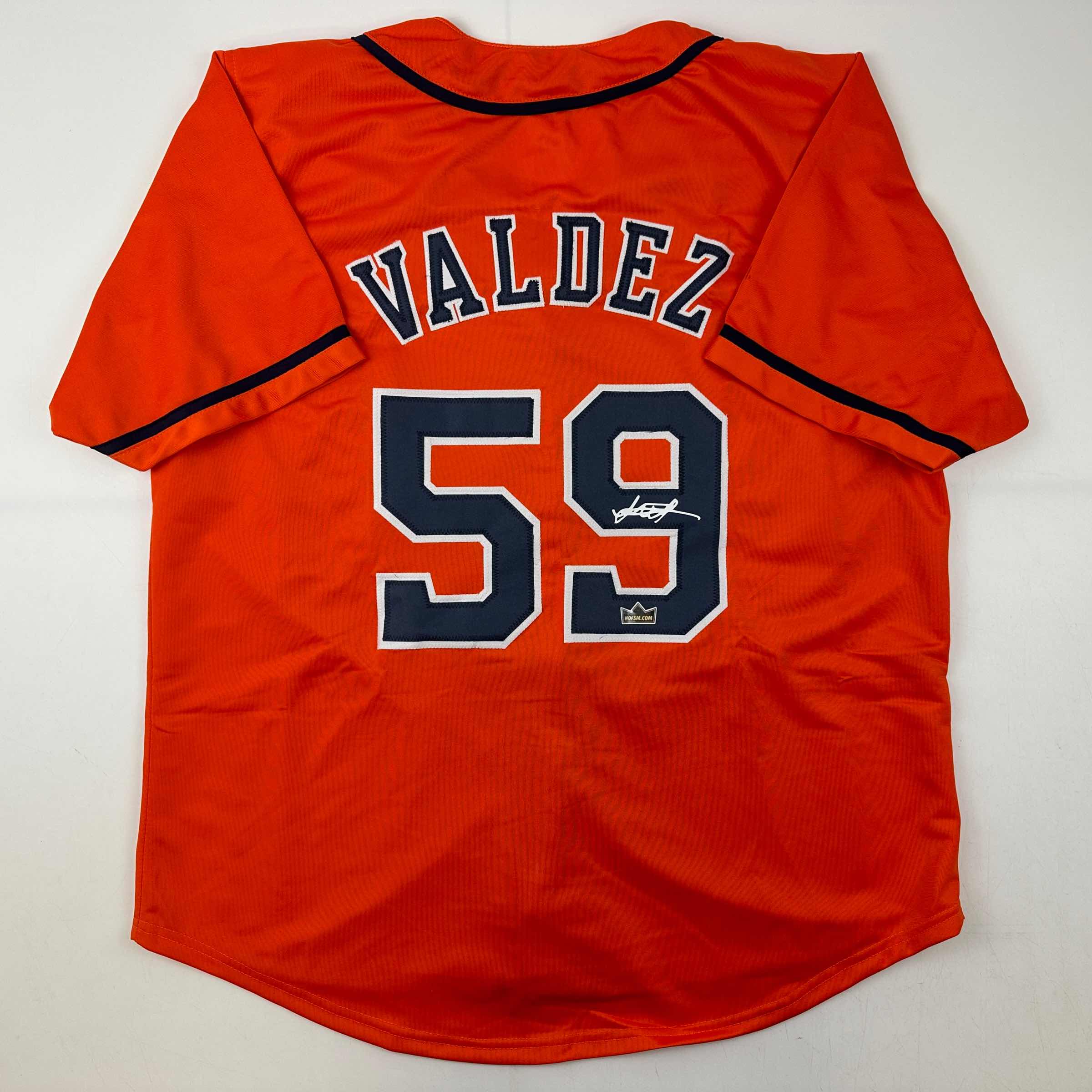 Facsimile Autographed Framber Valdez Houston Orange Reprint Laser Auto Baseball Jersey Size Men's XL