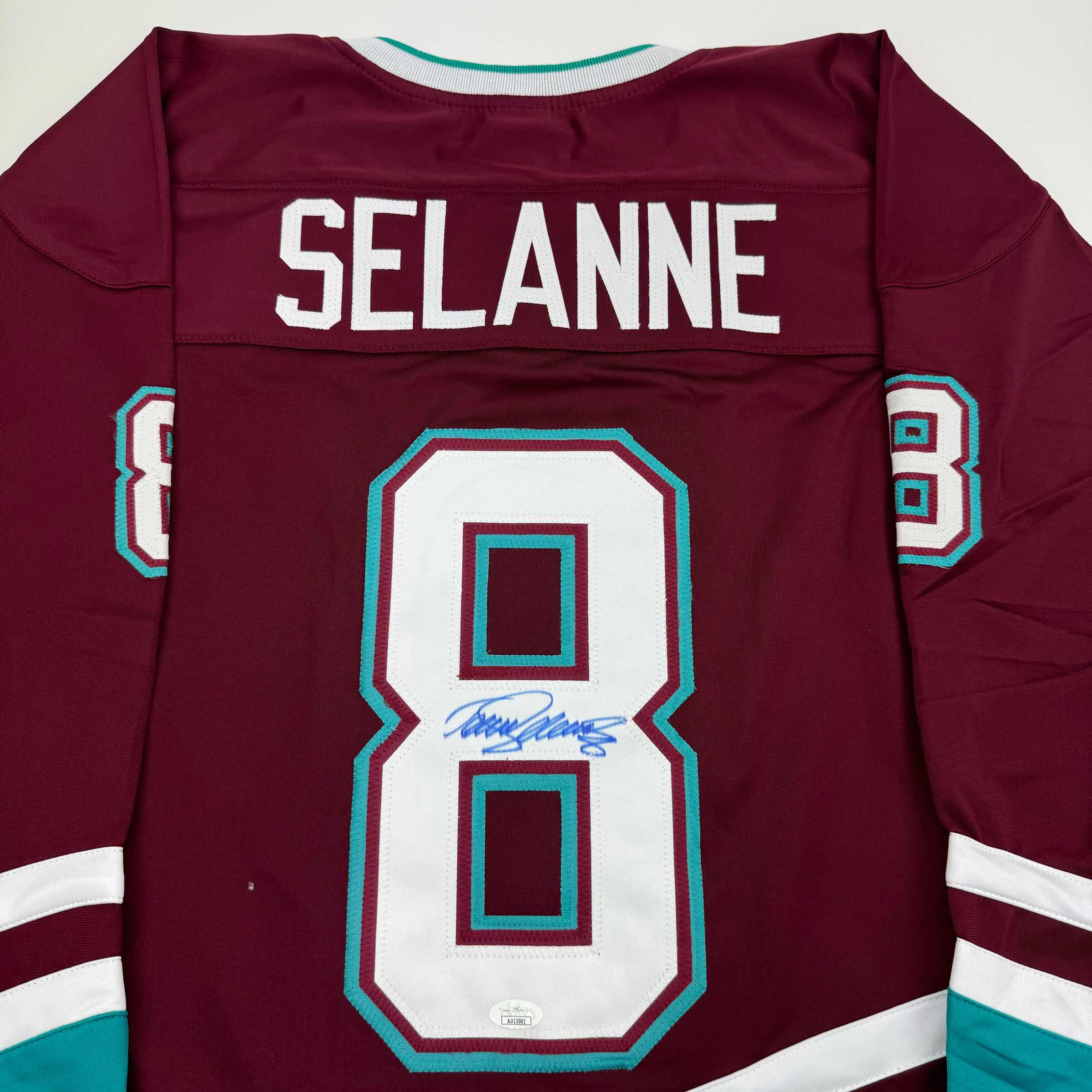 Autographed/Signed Teemu Selanne Anaheim Maroon Retro Hockey Jersey JSA COA