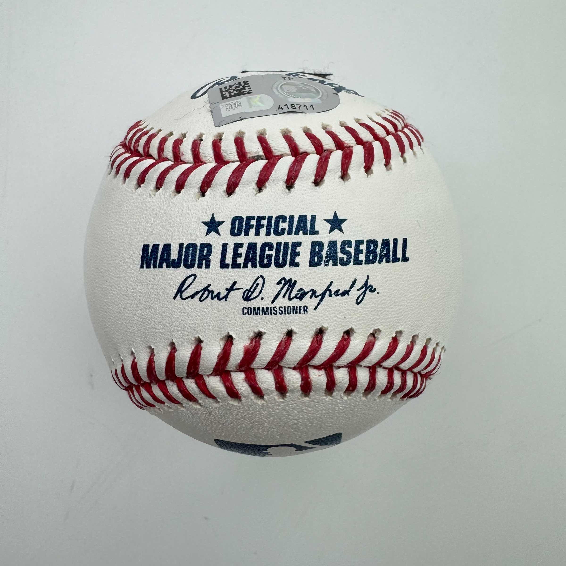 Autographed/Signed Tanner Bibee Rawlings Official Major League Baseball ROML Fanatics COA