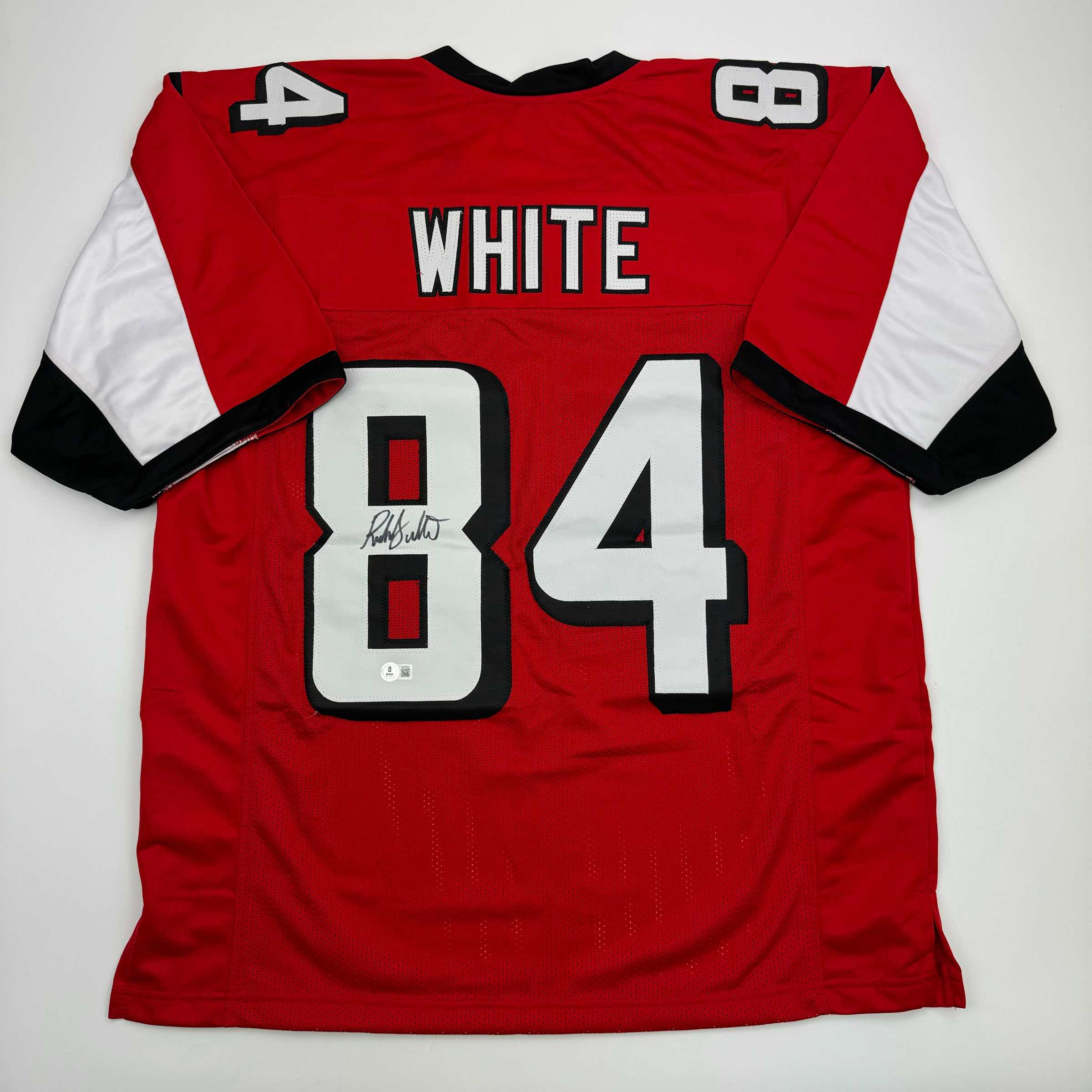 Autographed/Signed Roddy White Atlanta Red Football Jersey Beckett BAS COA