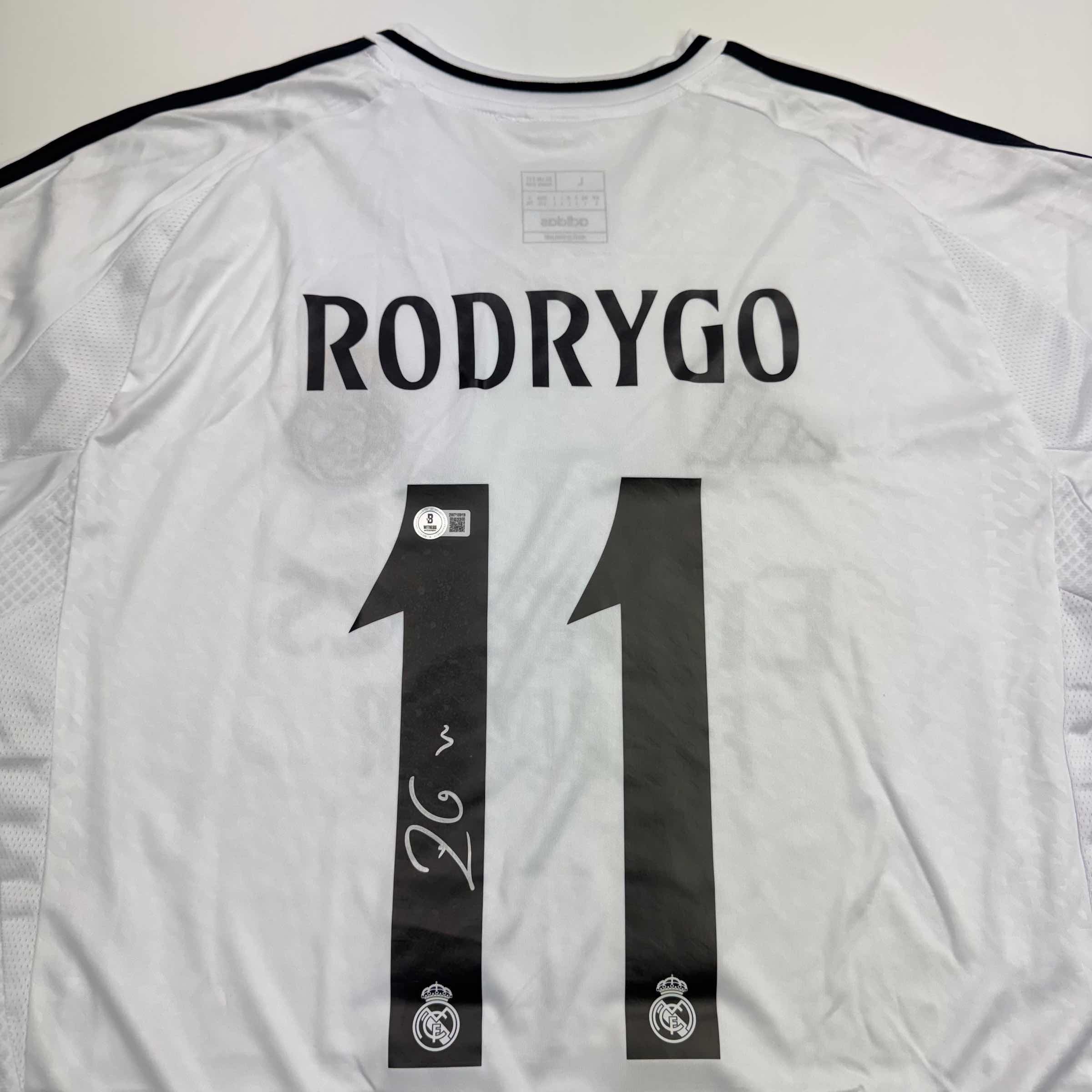 Autographed/Signed Rodrygo Silva de Goes Real Madrid White Soccer Jersey Beckett BAS COA