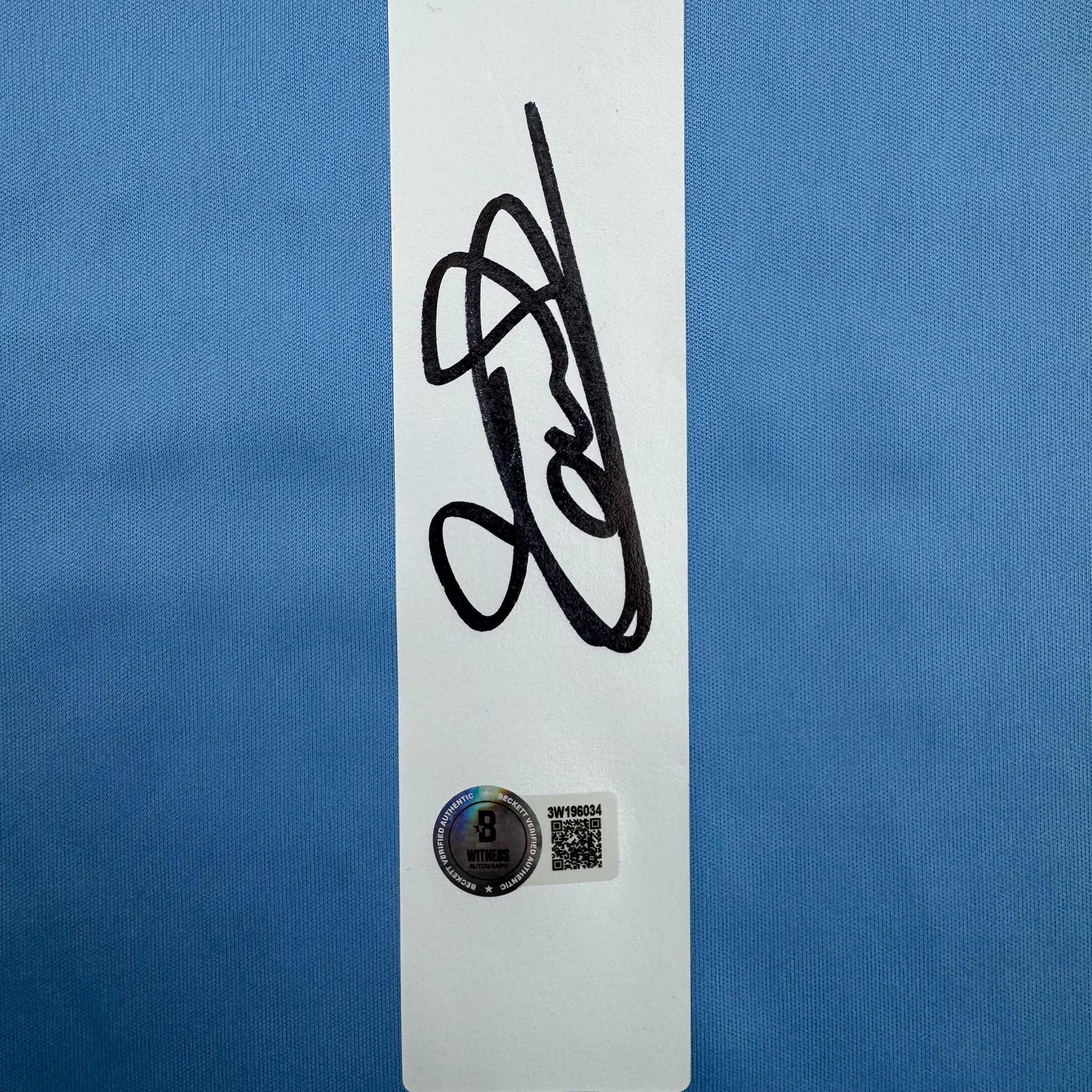 Autographed/Signed Thibaut Courtois Real Madrid Blue Soccer Jersey Beckett BAS COA