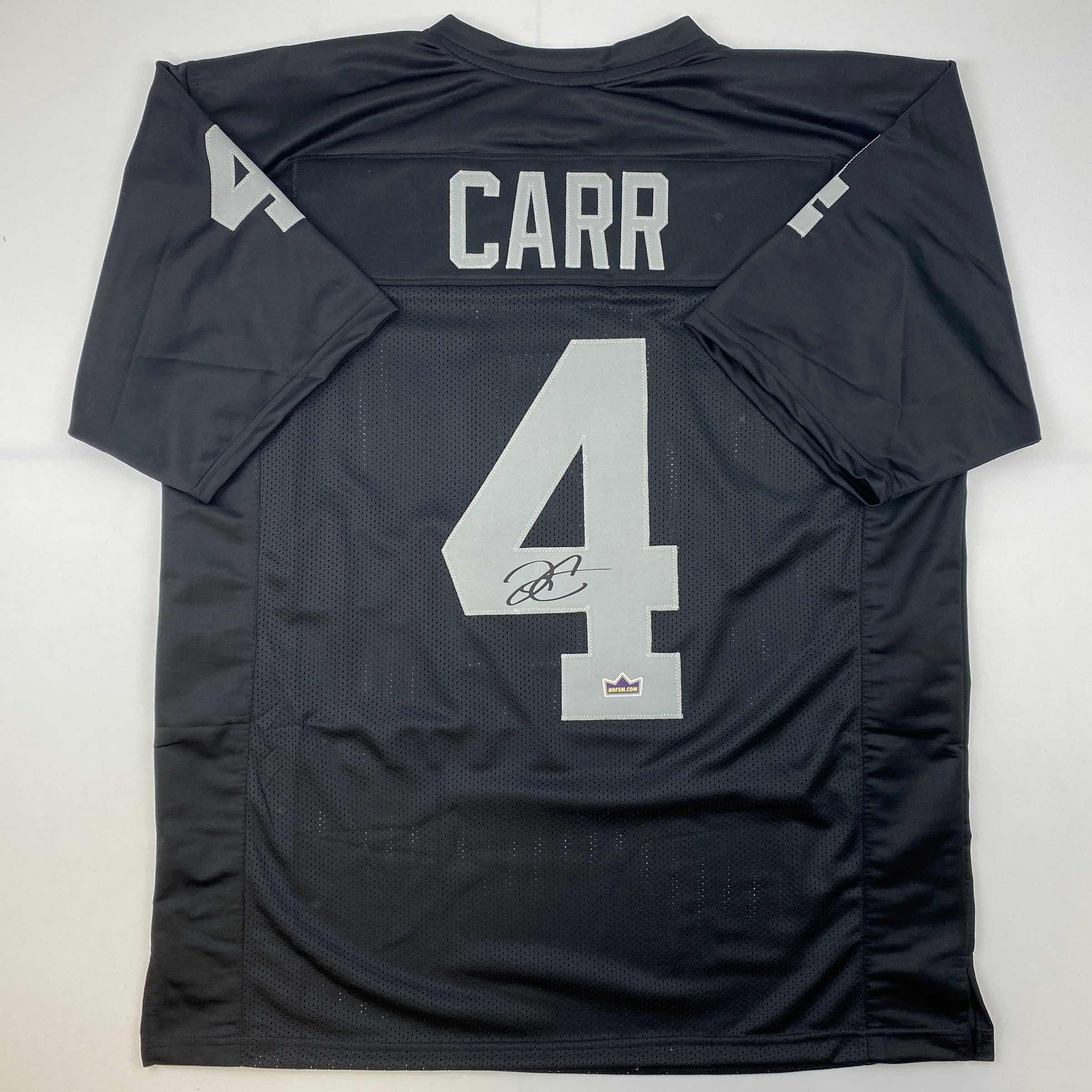Facsimile Autographed Derek Carr Oakland Las Vegas Black Reprint Laser Auto Football Jersey Size Men's XL