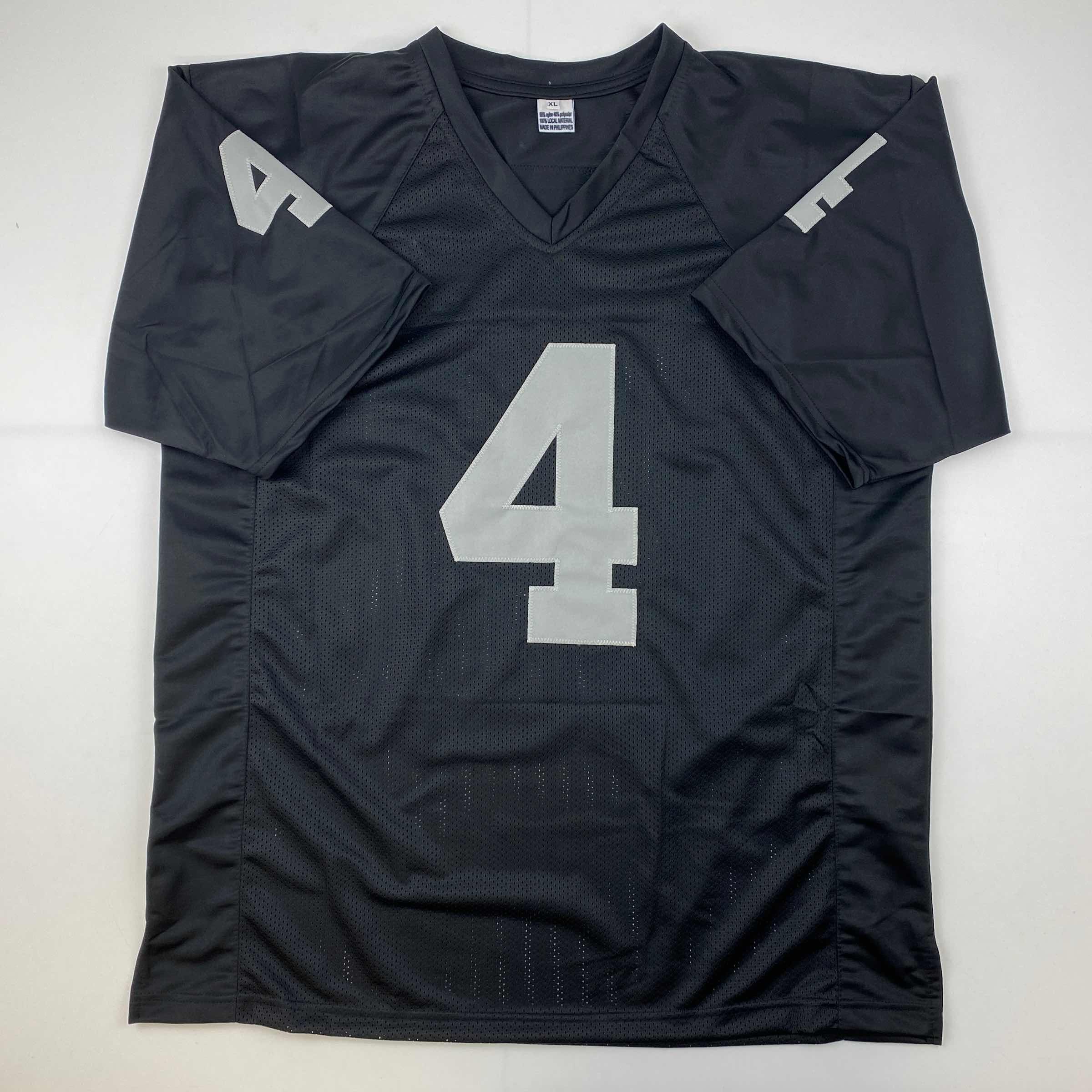 Facsimile Autographed Derek Carr Oakland Las Vegas Black Reprint Laser Auto Football Jersey Size Men's XL