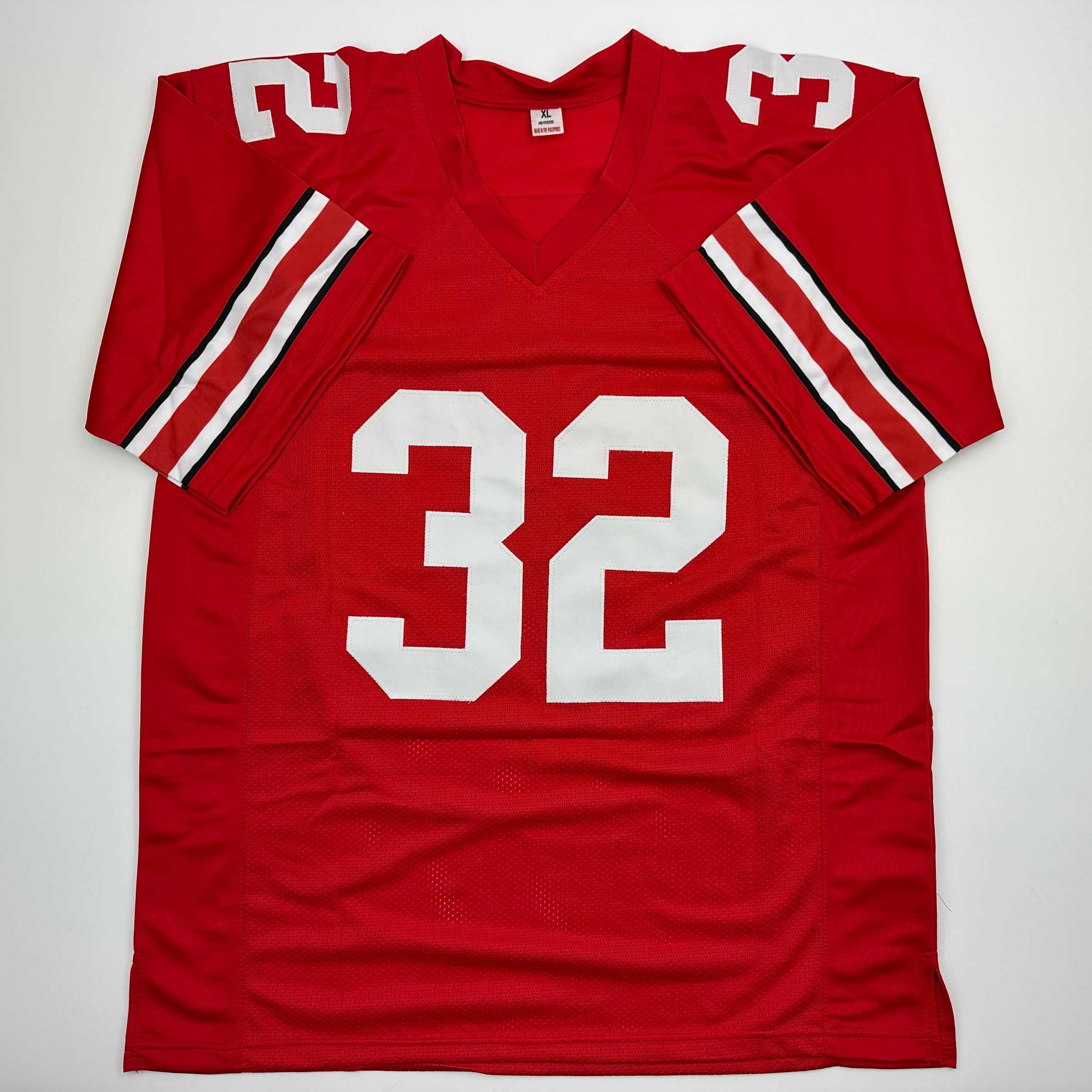 Autographed/Signed TreVeyon Henderson Ohio State Red College Football Jersey Beckett BAS COA