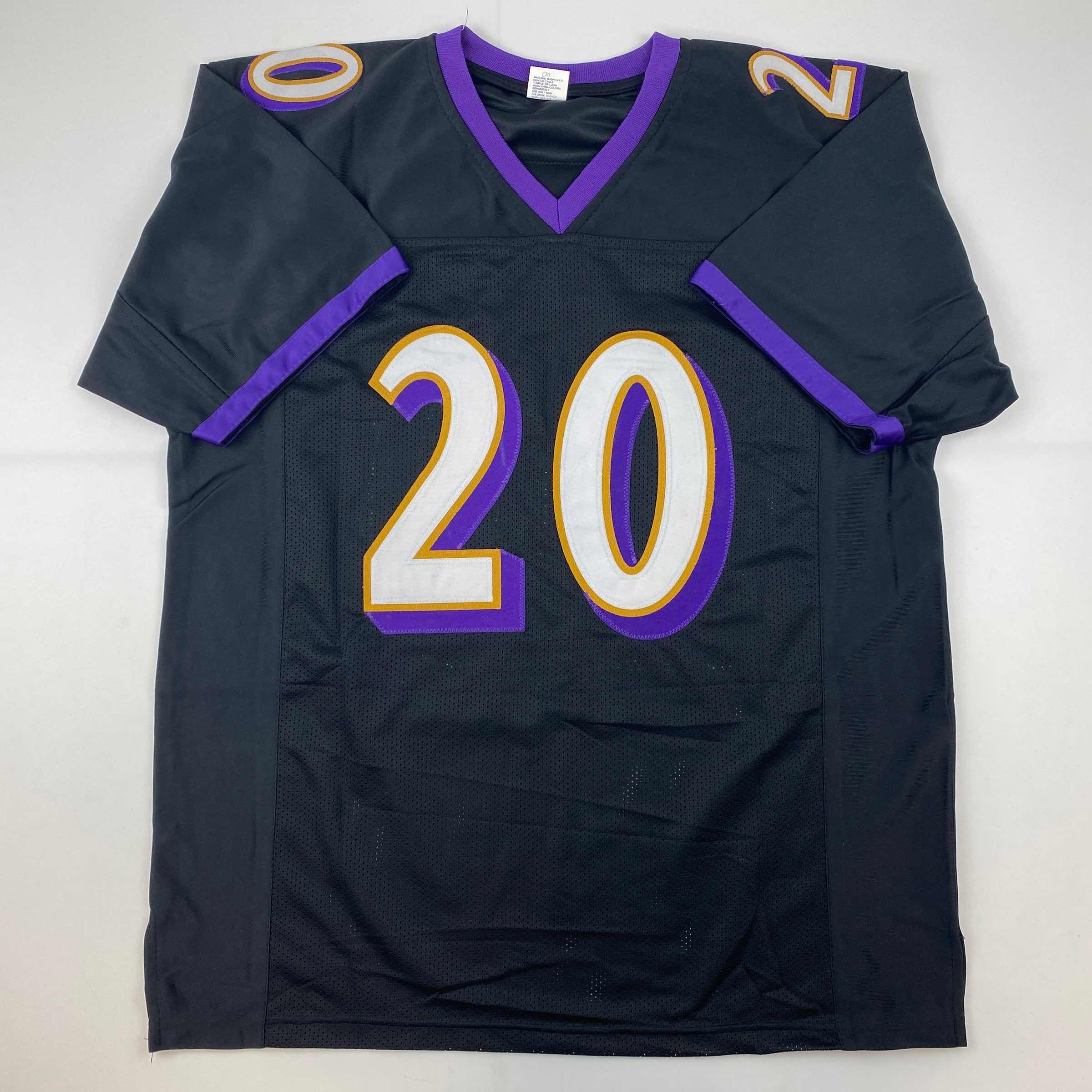Facsimile Autographed Ed Reed Baltimore Black Reprint Laser Auto Football Jersey Size Men's XL