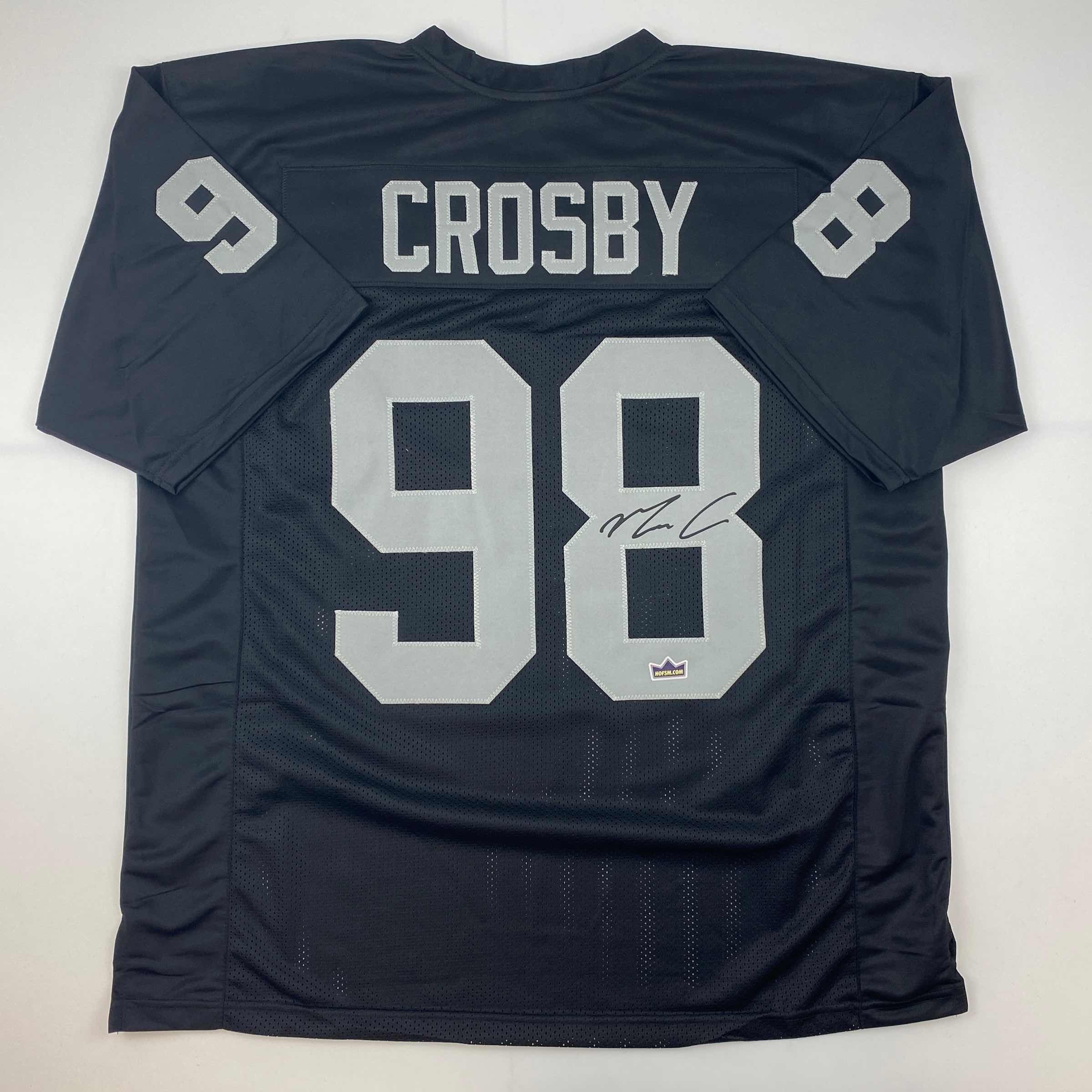 Facsimile Autographed Maxx Crosby Oakland Las Vegas Black Reprint Laser Auto Football Jersey Size Men's XL