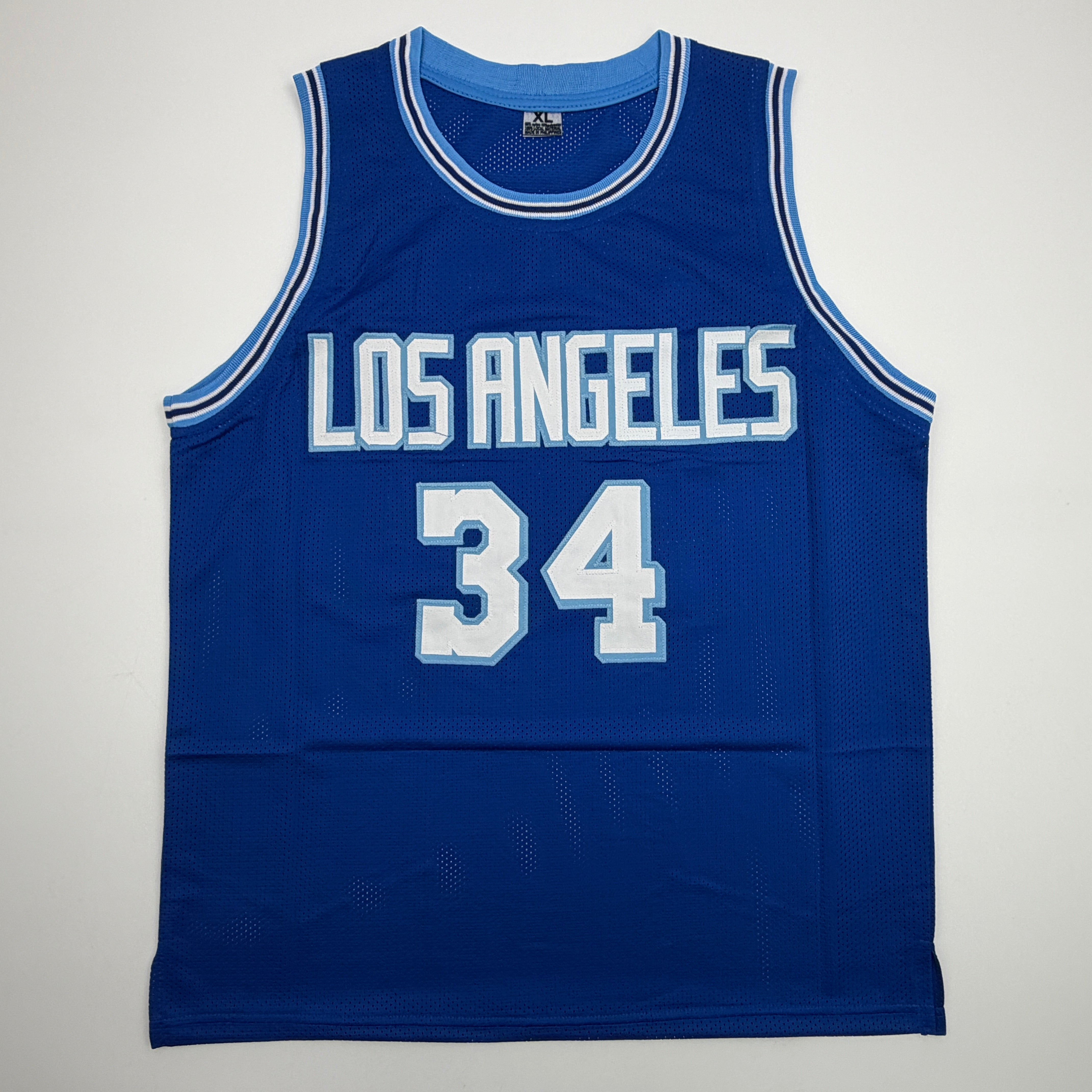 Autographed/Signed Shaquille Shaq O'Neal Los Angeles LA Retro Blue Basketball Jersey Beckett BAS COA