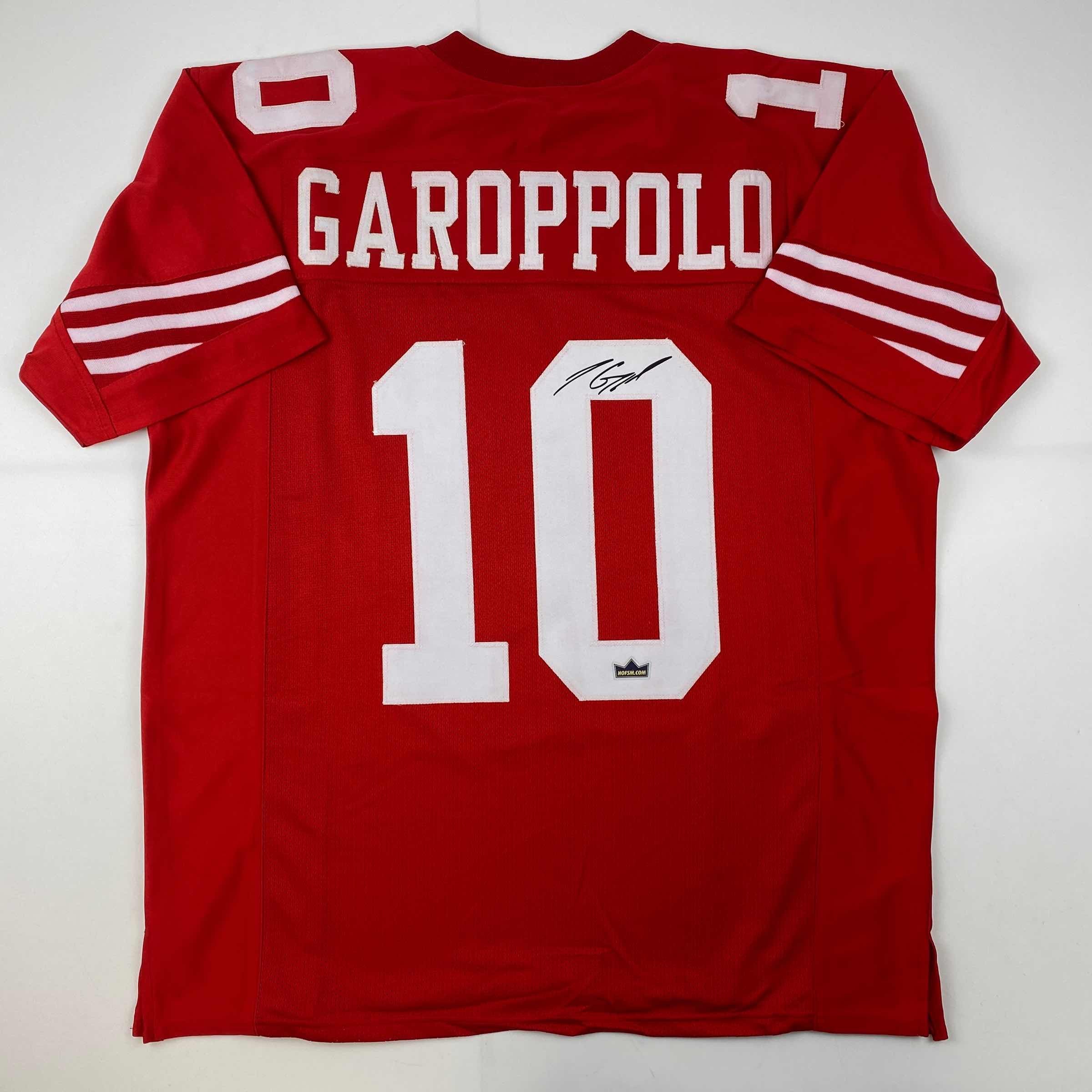 Facsimile Autographed Jimmy Garoppolo San Francisco Red Reprint Laser Auto Football Jersey Size Men's XL