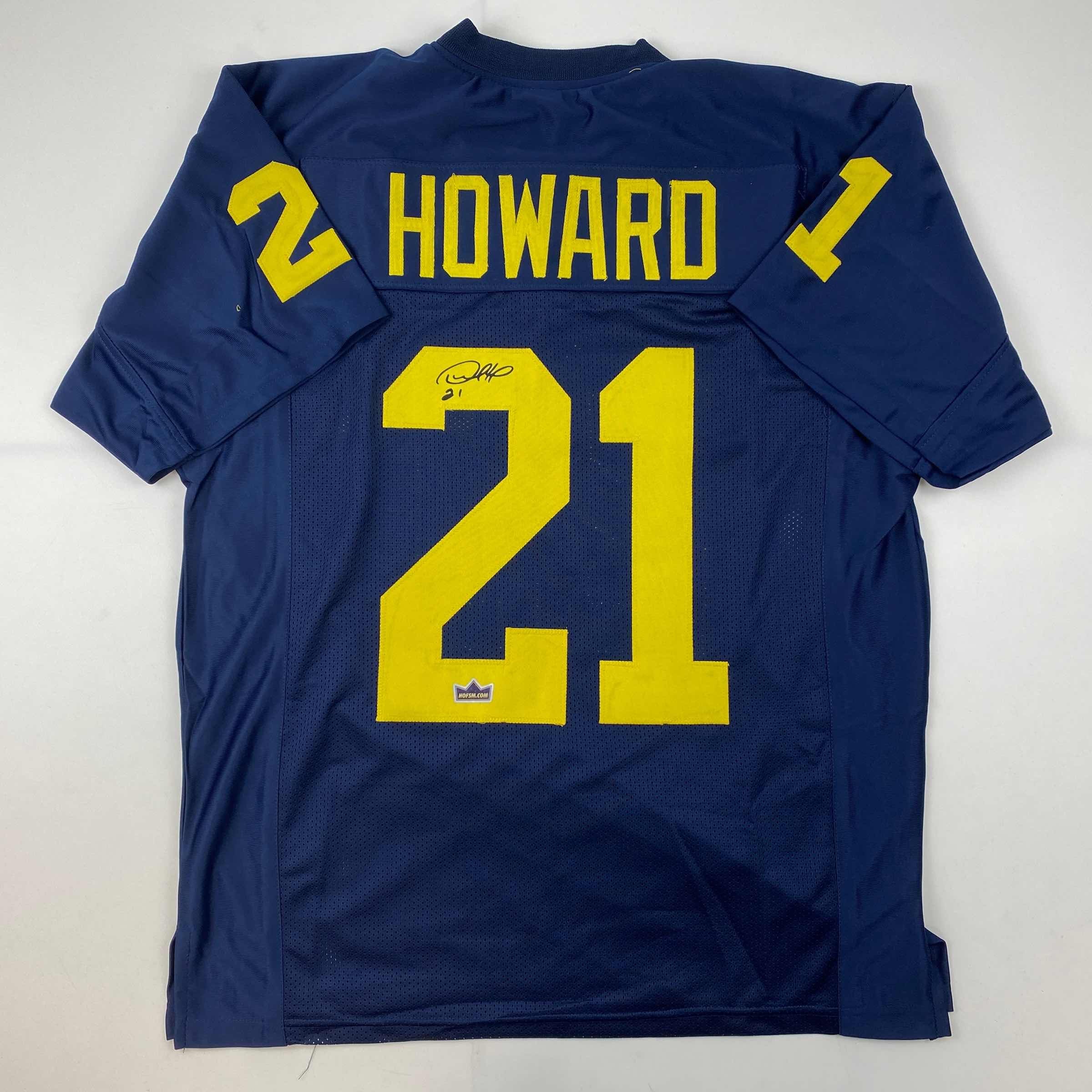 Facsimile Autographed Desmond Howard Michigan Blue Reprint Laser Auto College Football Jersey Size Men's XL