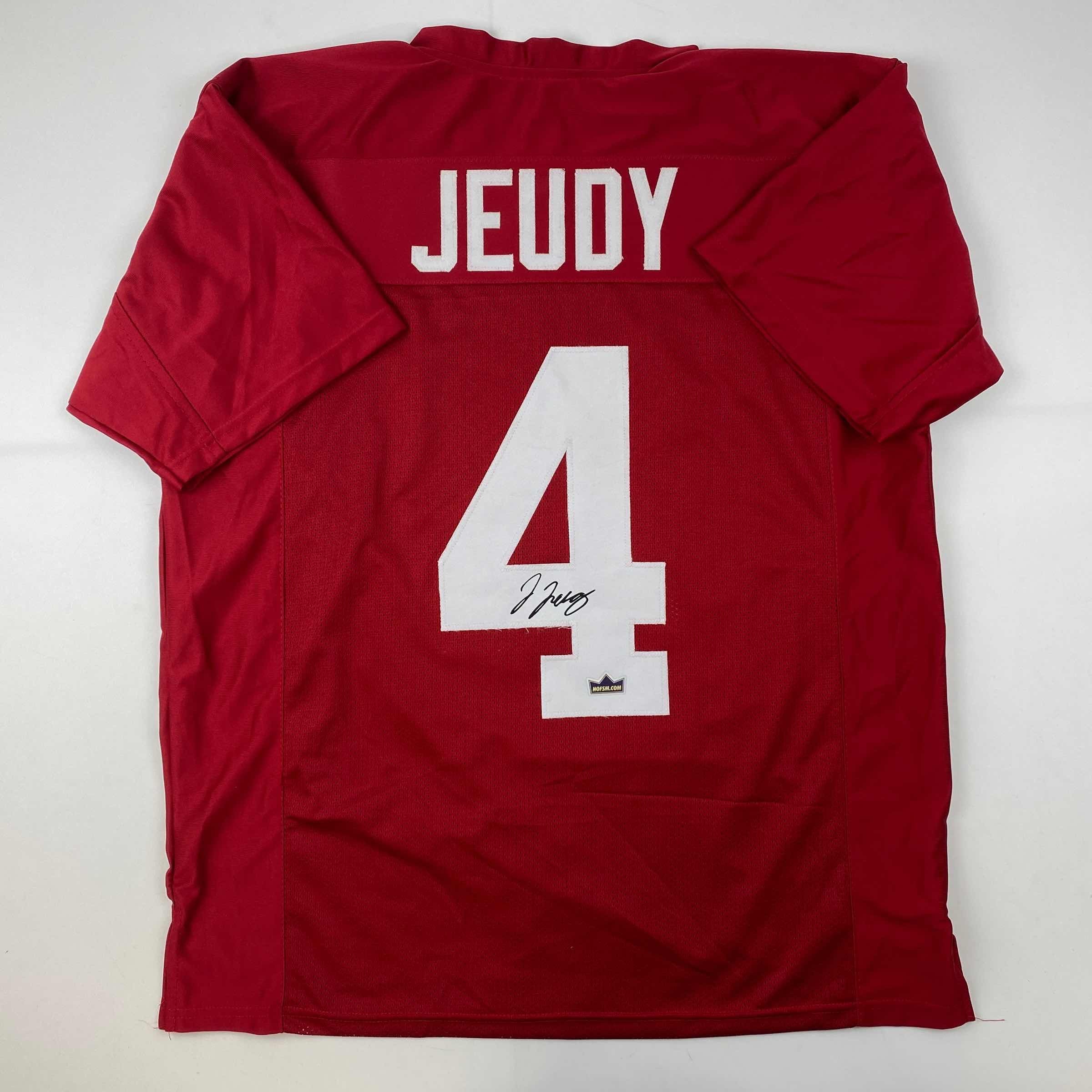 Facsimile Autographed Jerry Jeudy Alabama Red Reprint Laser Auto College Football Jersey Size Men's XL