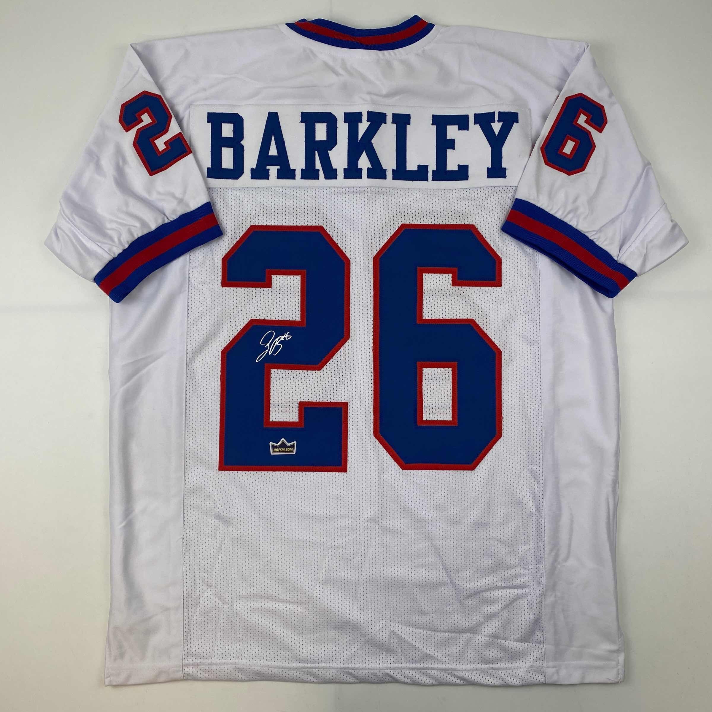Facsimile Autographed Saquon Barkley New York Color Rush White Reprint Laser Auto Football Jersey Size Men's XL
