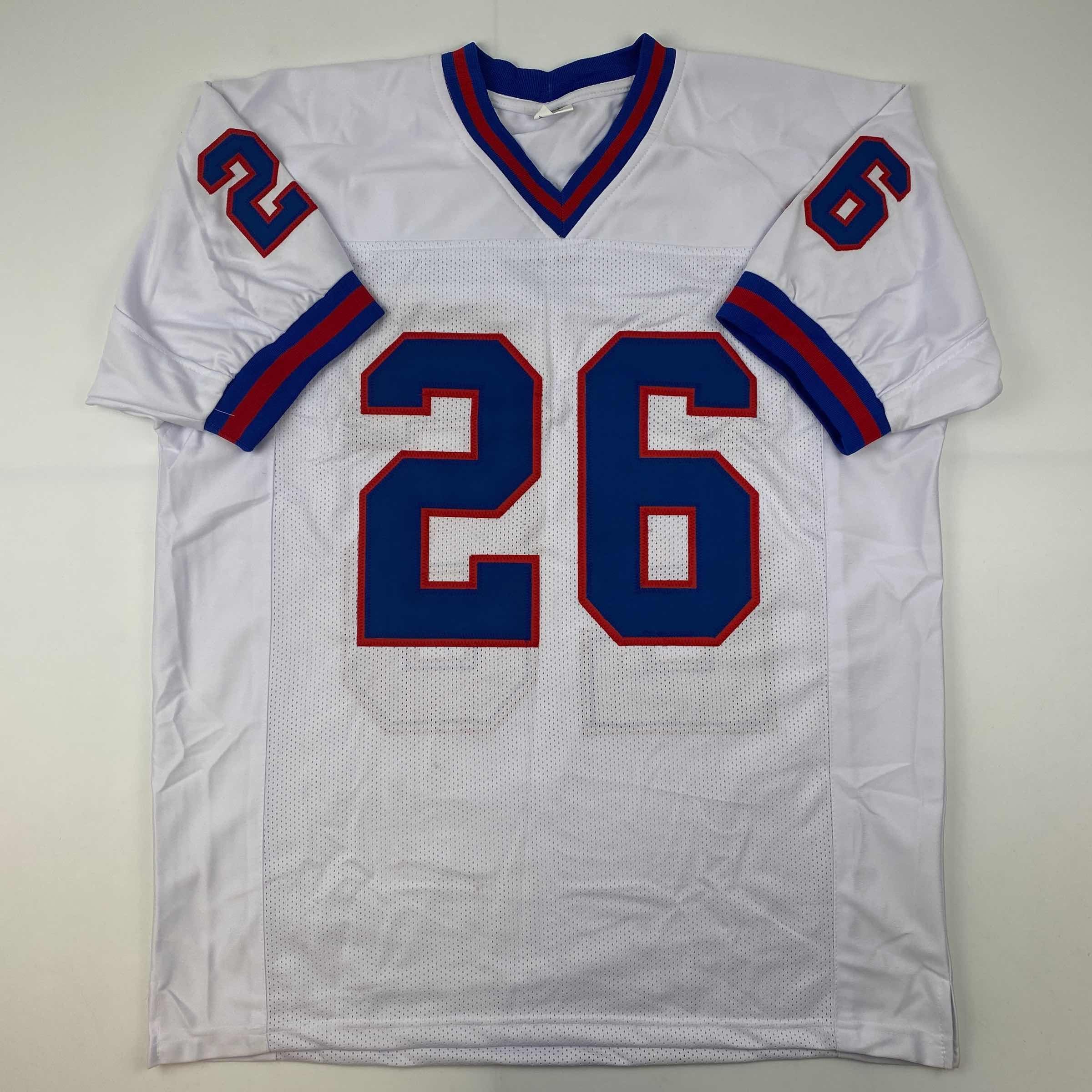 Facsimile Autographed Saquon Barkley New York Color Rush White Reprint Laser Auto Football Jersey Size Men's XL