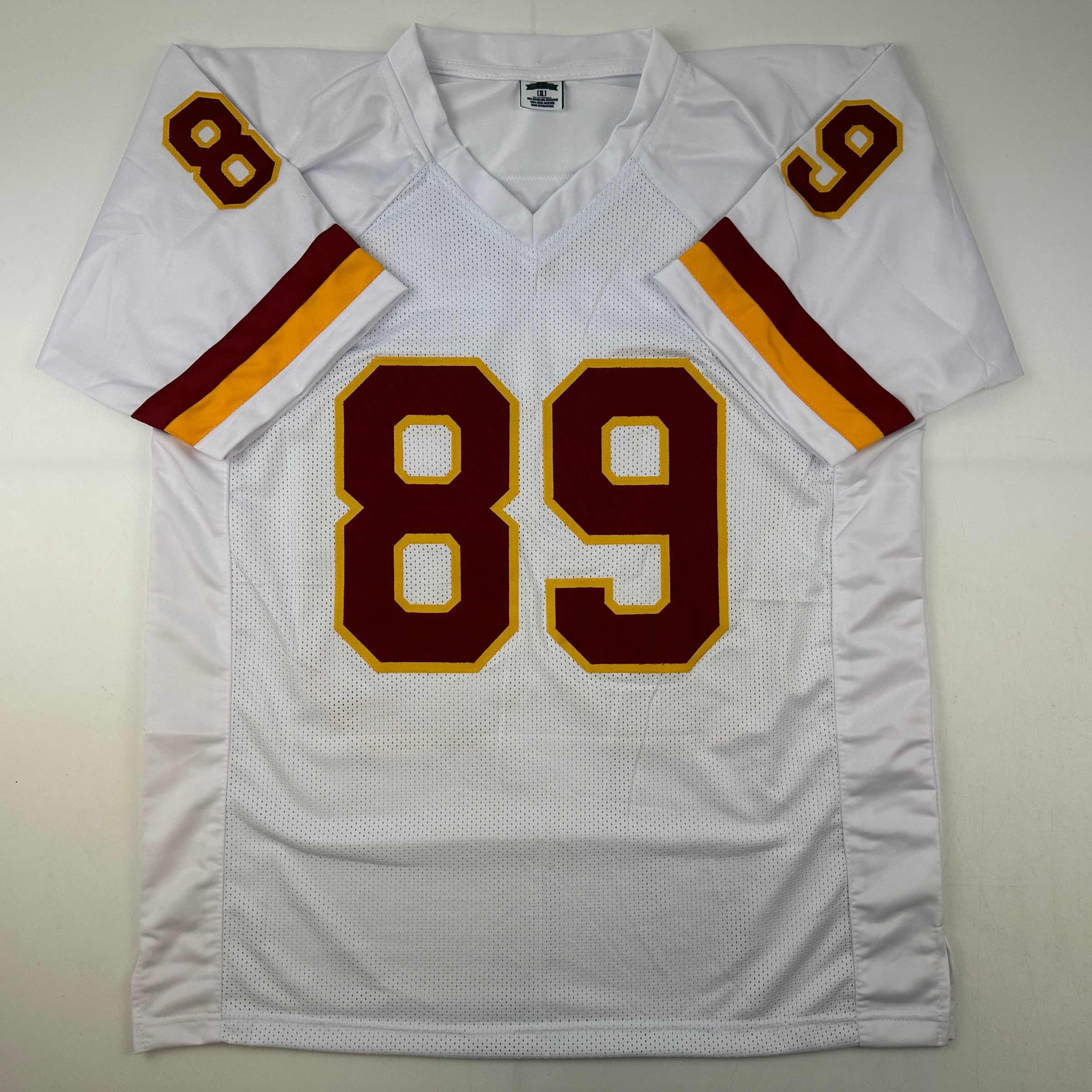 Autographed/Signed Santana Moss Washington White Football Jersey JSA COA