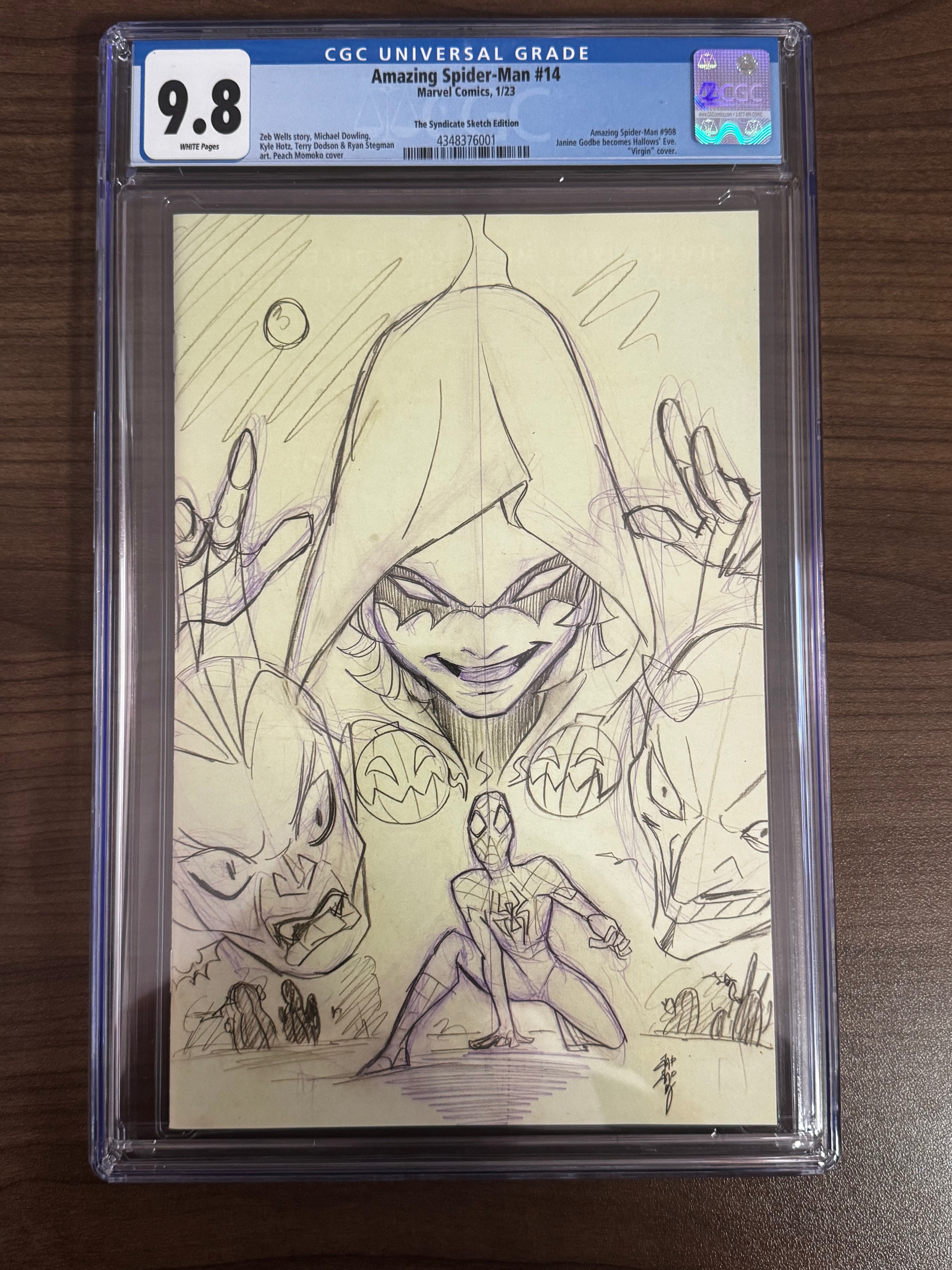 AMAZING SPIDER-MAN #14 PEACH MOMOKO SKETCH VAR CGC 9.8 BLUE
