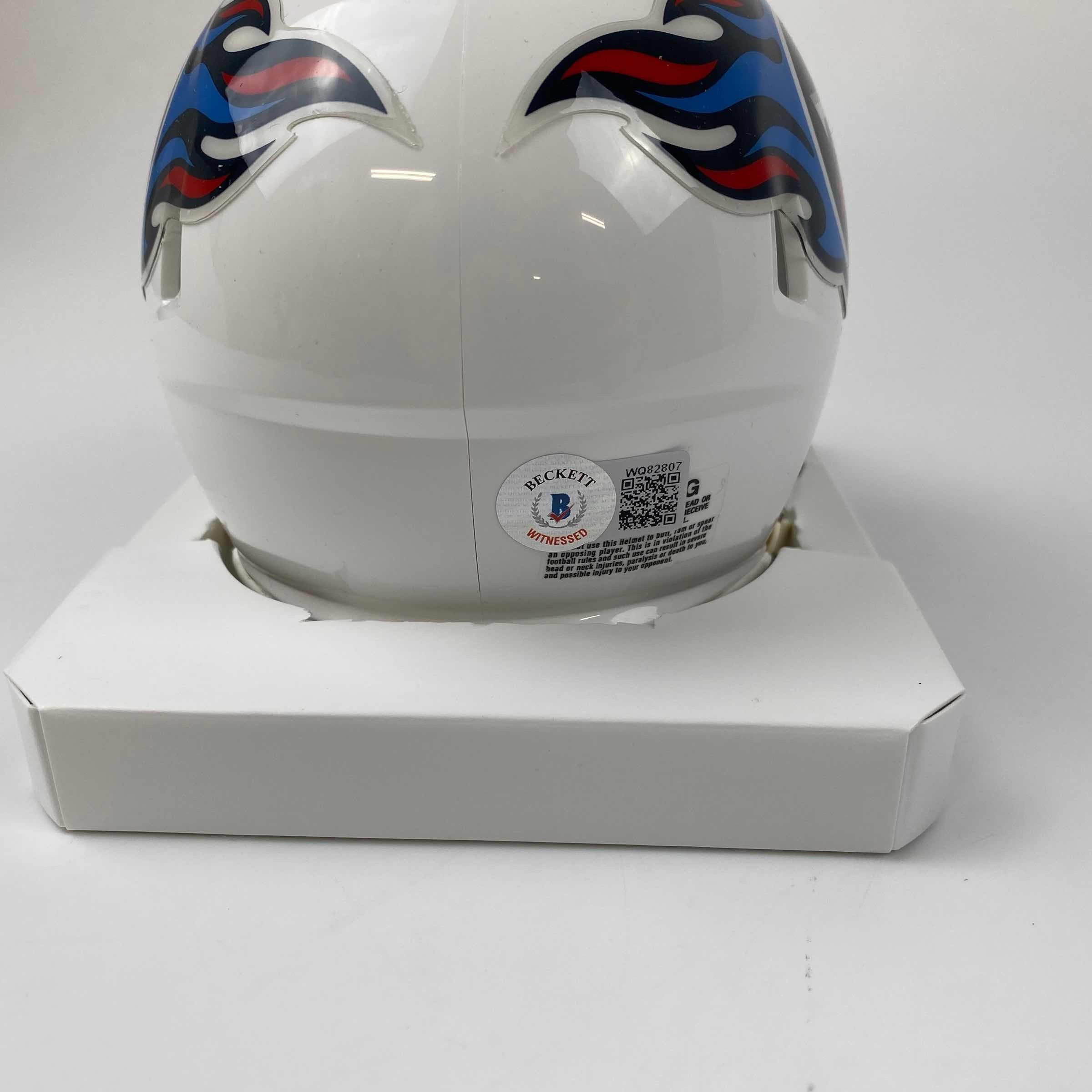 Autographed/Signed Treylon Burks Tennessee Titans Mini Football Helmet Beckett BAS COA